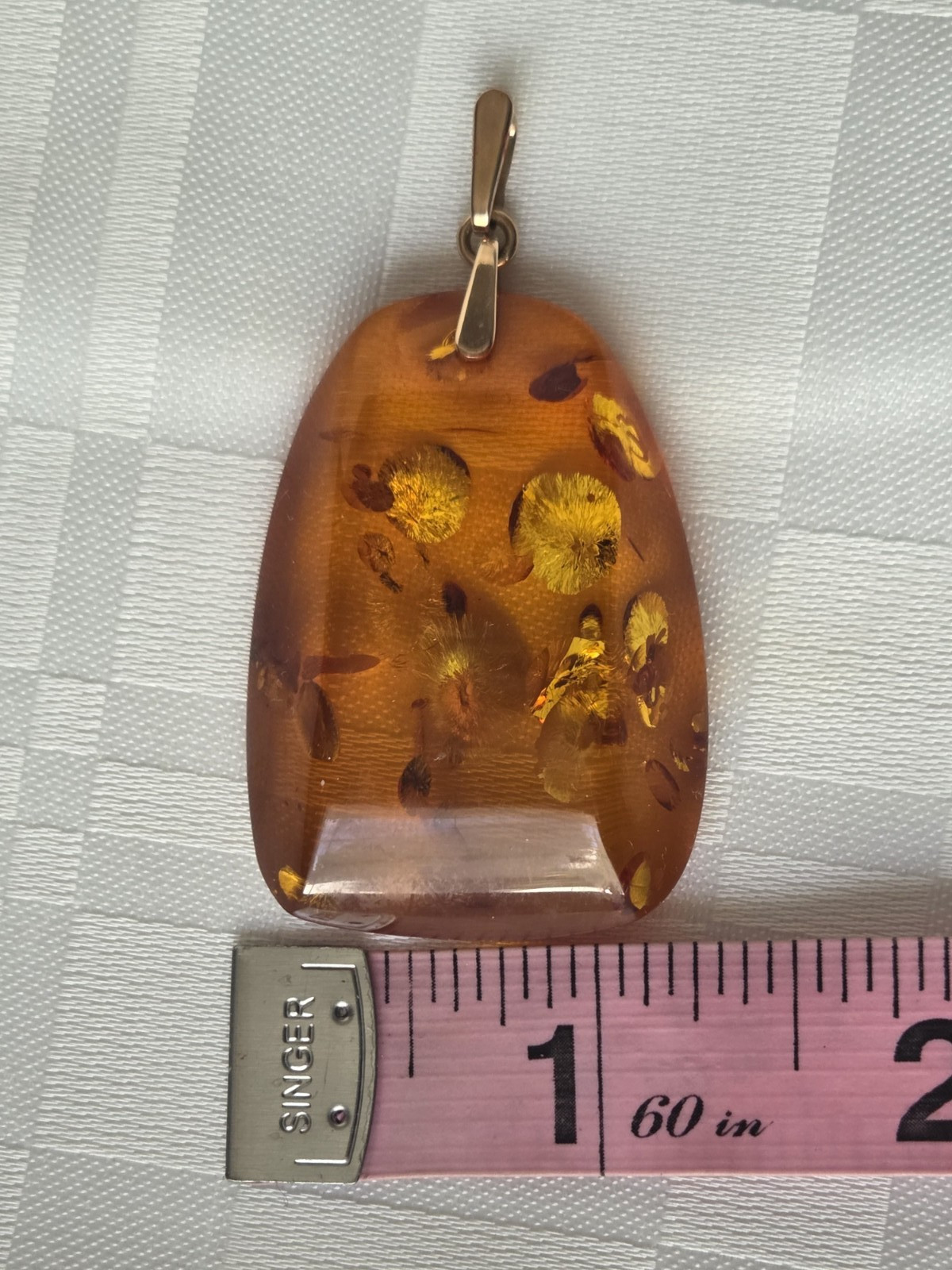 Vintage Natural Baltic Amber Pendant Chunky 14K 583 Gold Bail Made in USSR