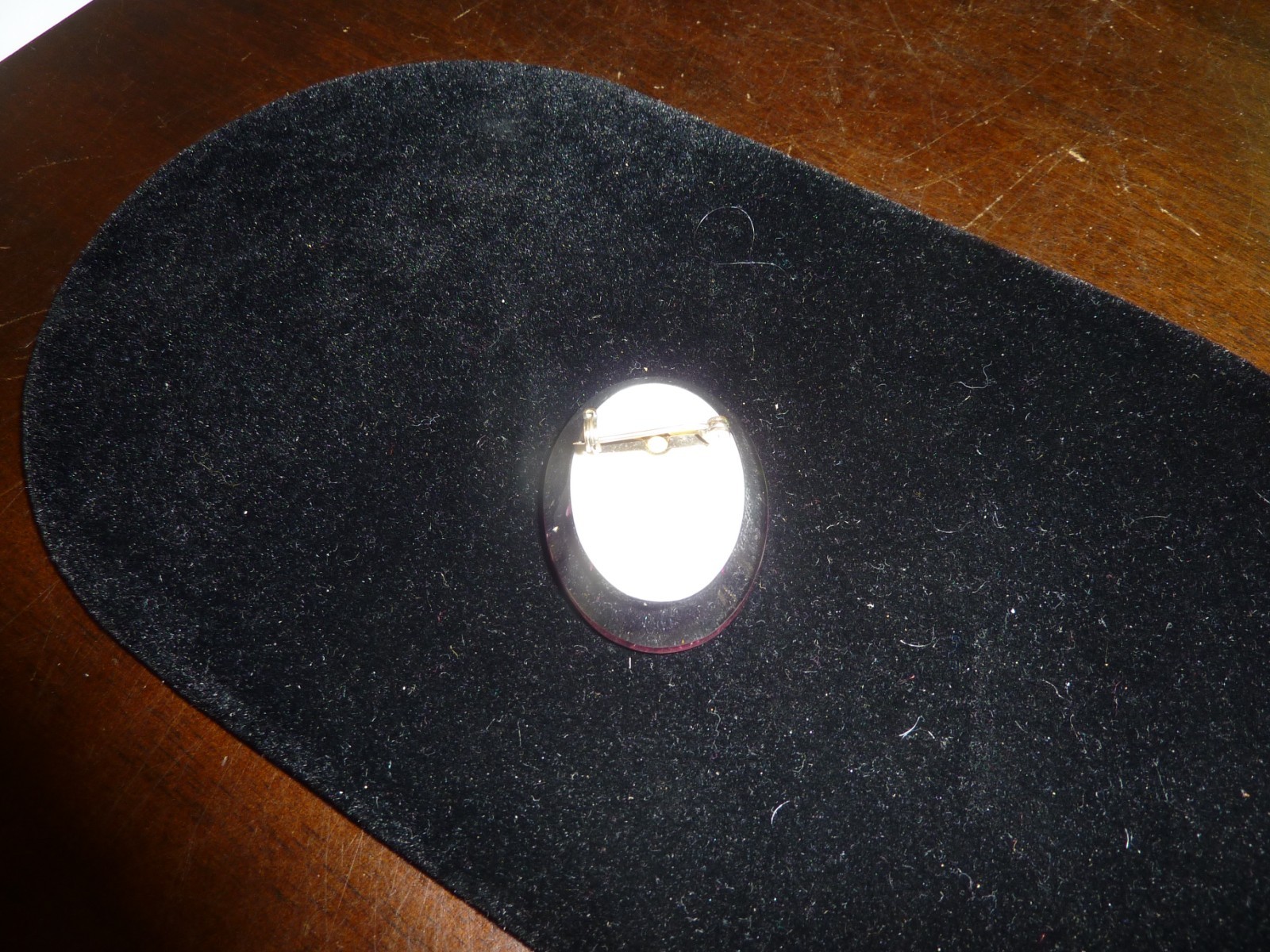 Lucite oval reverse carved purple cattleya orchid pin brooch