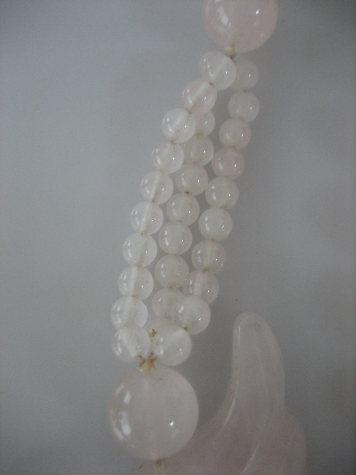 Vintage Rose Pink Quartz Parrot Hand Knotted Bead Pendant Necklace