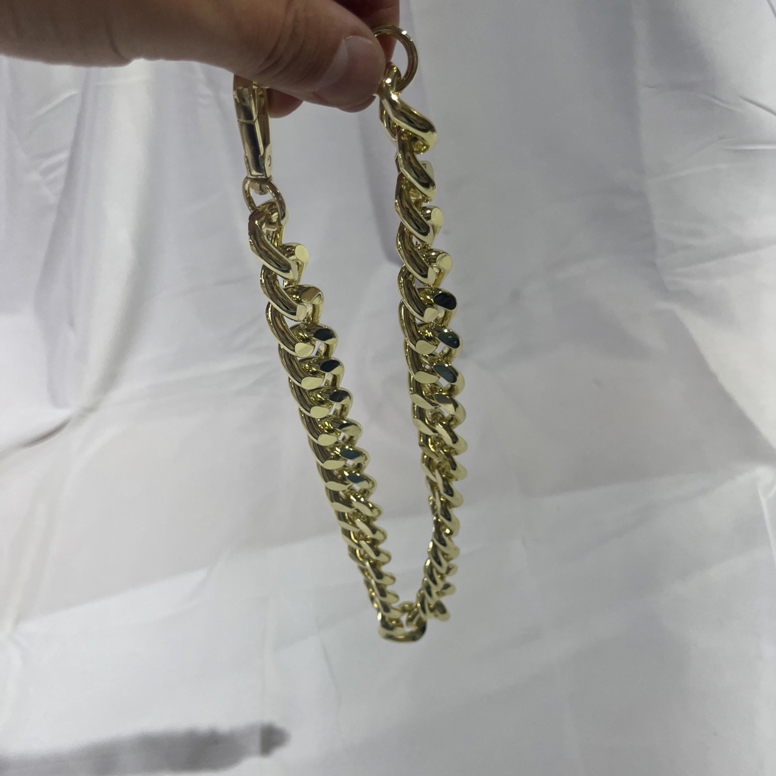 Yellow Gold Plate 20mmmm Wide Thick Curb Adjustable Link Chain Necklace