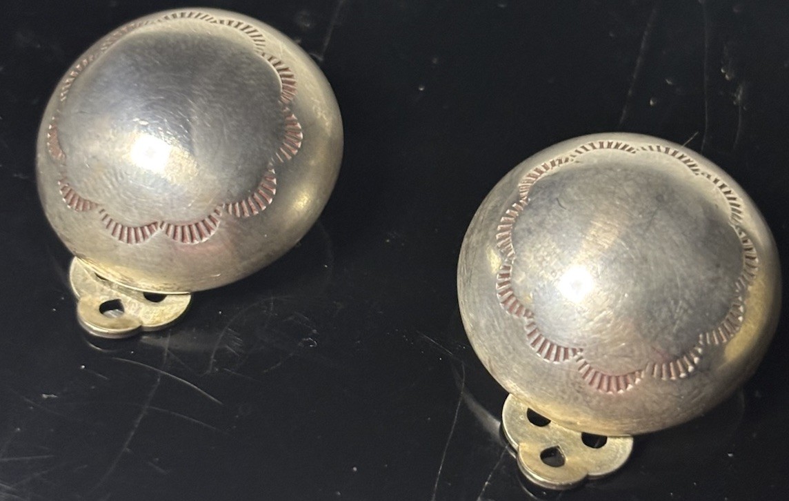 Vintage Embossed Sterling Clip On Earrings- Beautiful And Very Light!