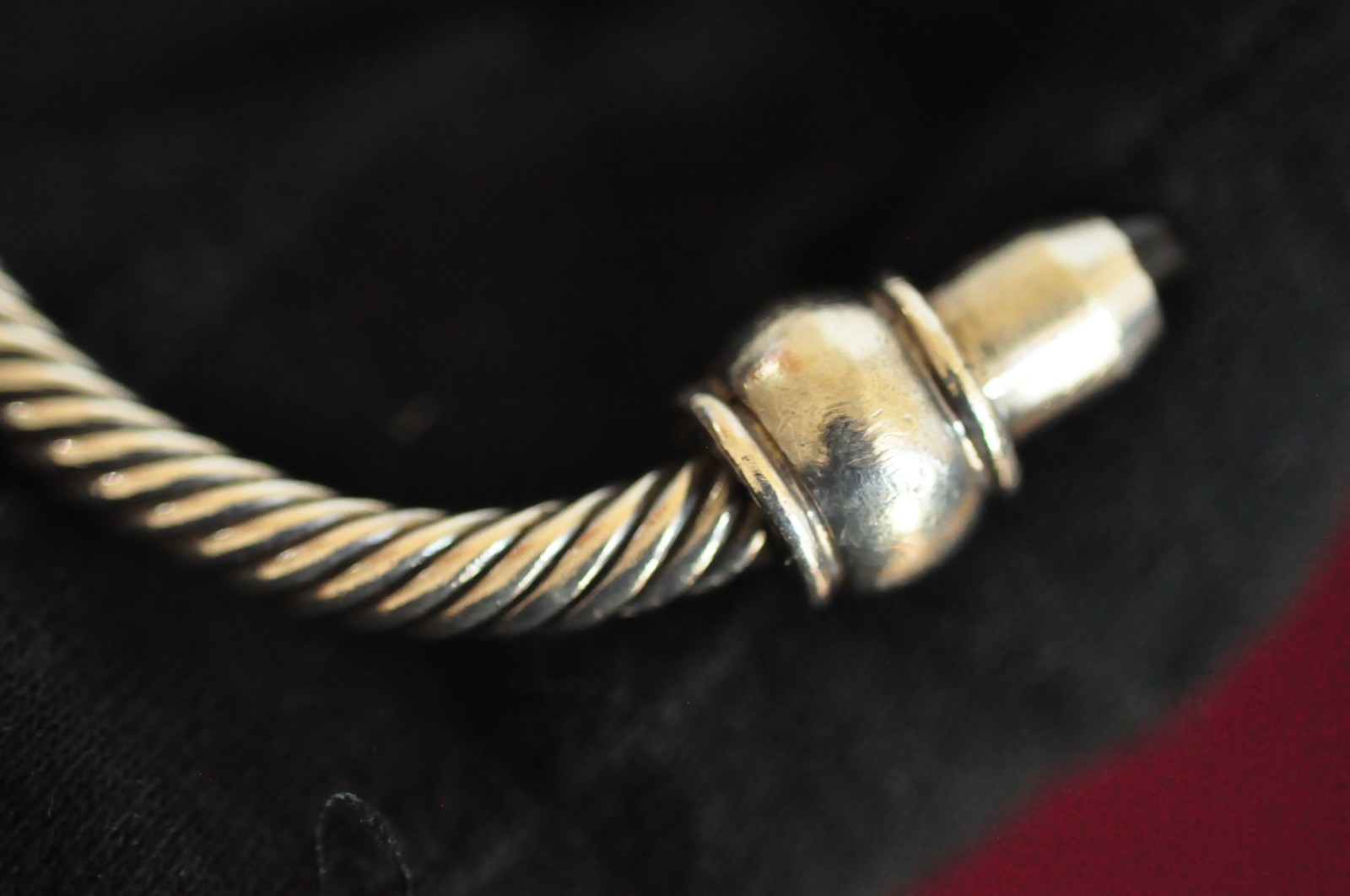 44g Mexican Sterling Silver Cable Bracelet – Onyx Tips Marked 925 Mexico