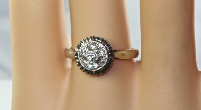 FRENCH ANTIQUE 18K GOLD PLATINUM .70 CARAT DIAMOND RING