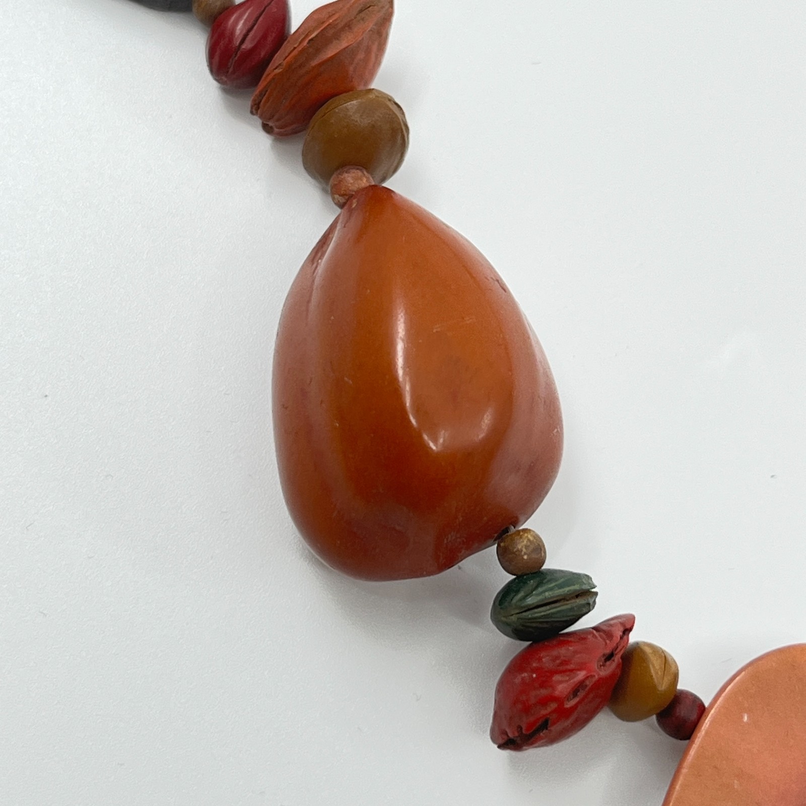 Large Tagua Nut Vegetable Ivory Necklace Boho Statement Earthy Organic Jewelry