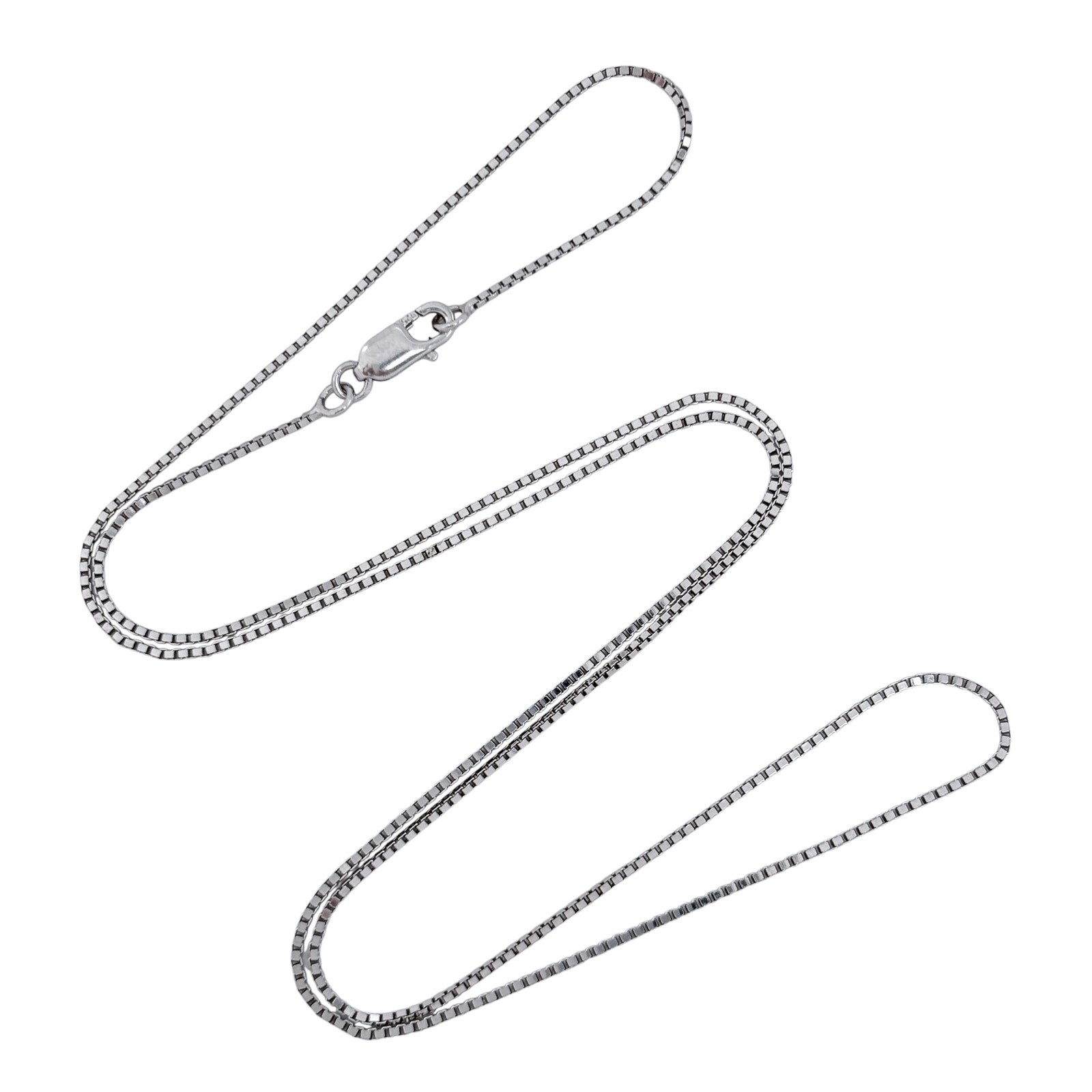 Vintage Sterling Silver 925 0.9mm Box Chain Necklace 17.5″