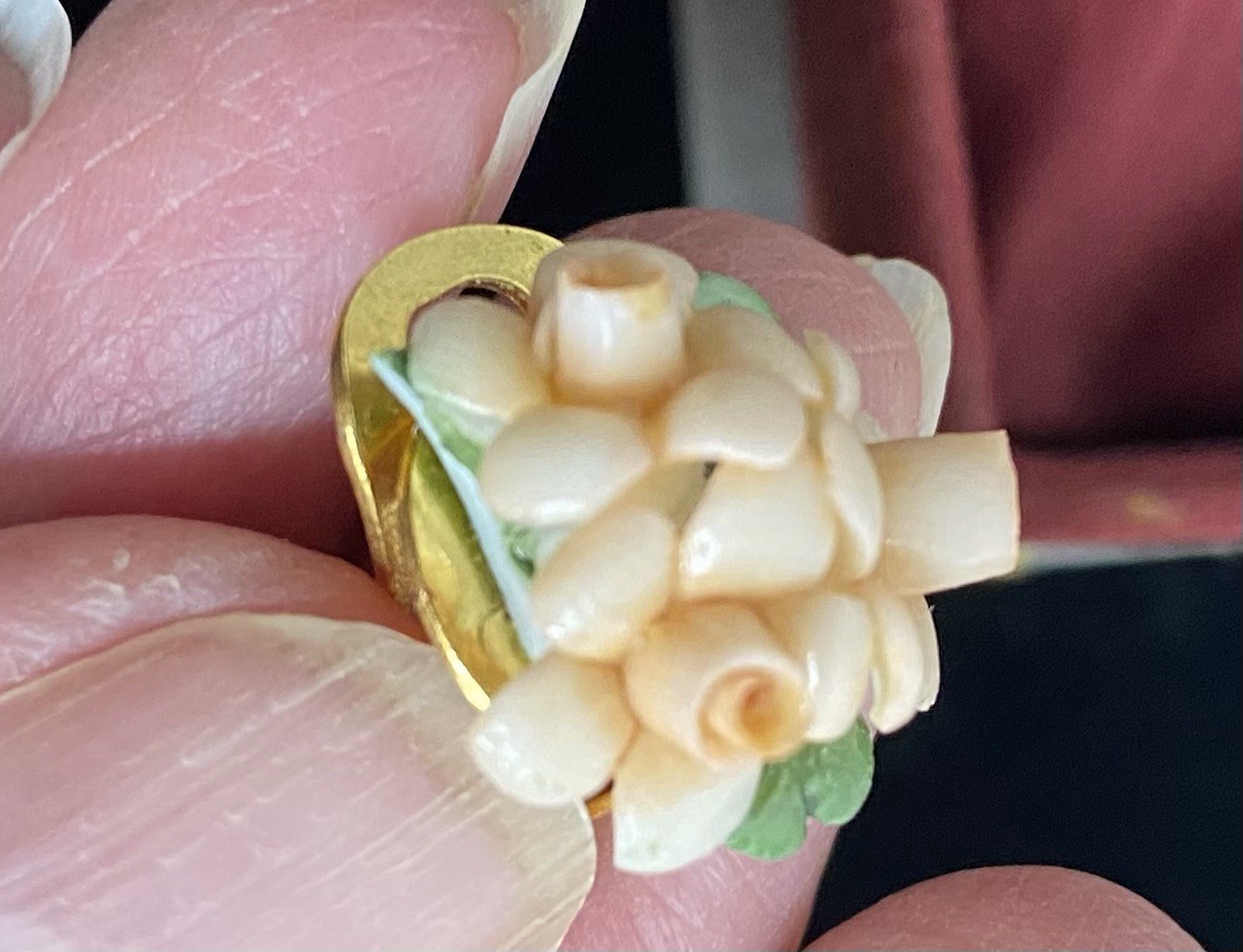 Capodimonte Clip Earrings Pastel Pink And Green Flowers Vintage Italy *READ
