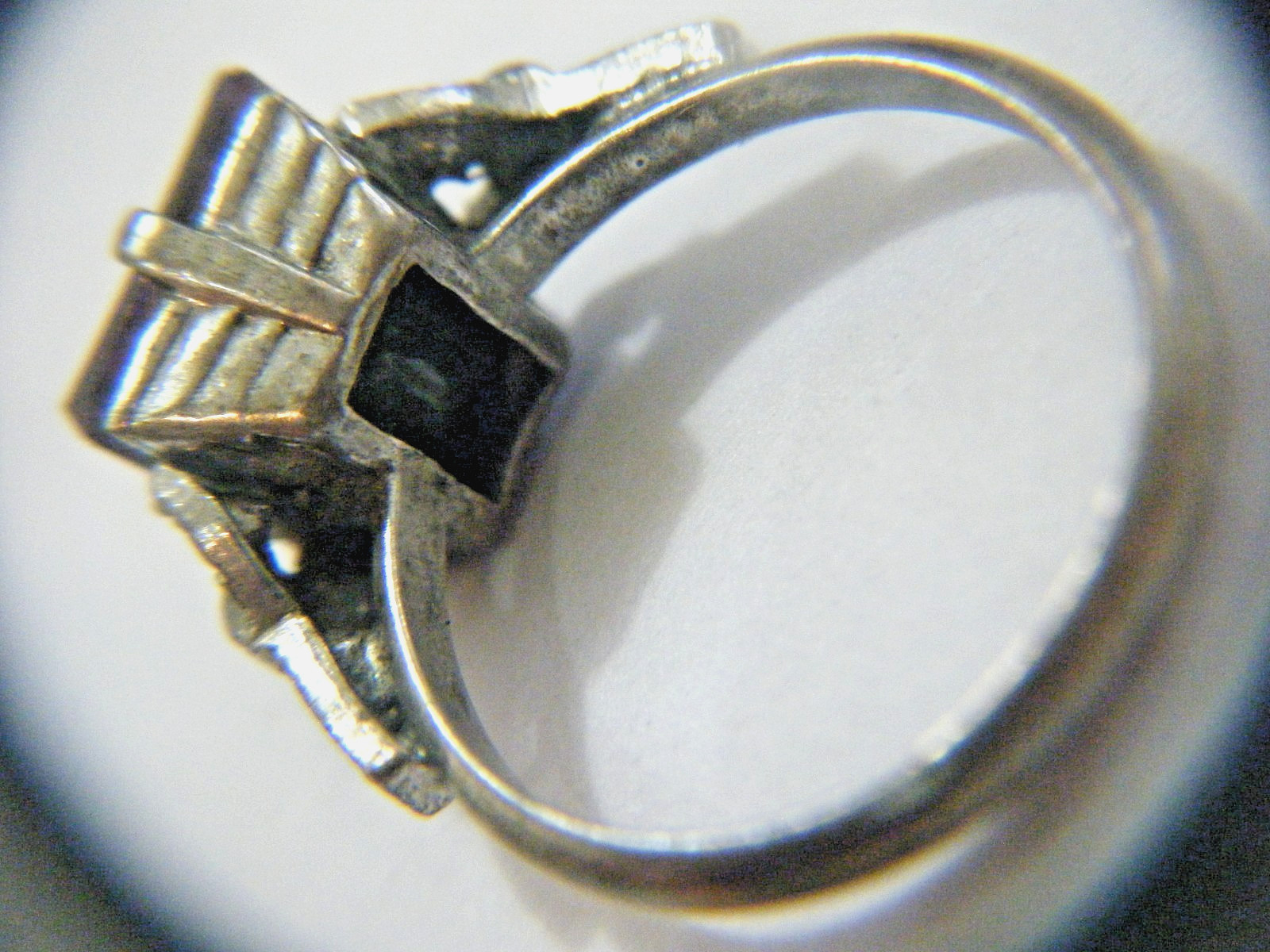 Vintage 30s Cushion Cut Amethyst Crystal Carl Art Deco Sterling Silver Ring sz 5