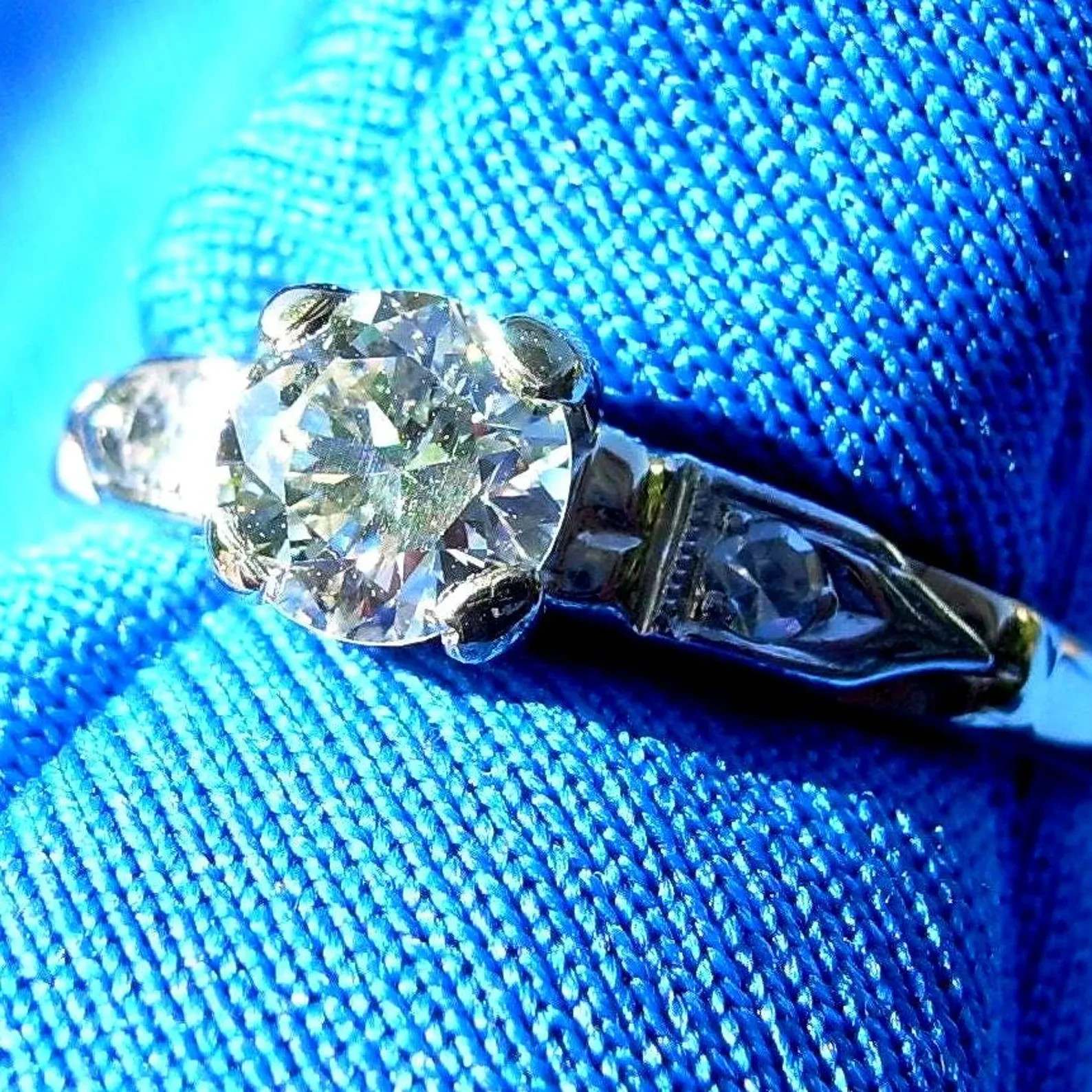 Original EARTH MINED DIAMOND Deco Engagement RING Vintage Solitaire 14K GOLD 6