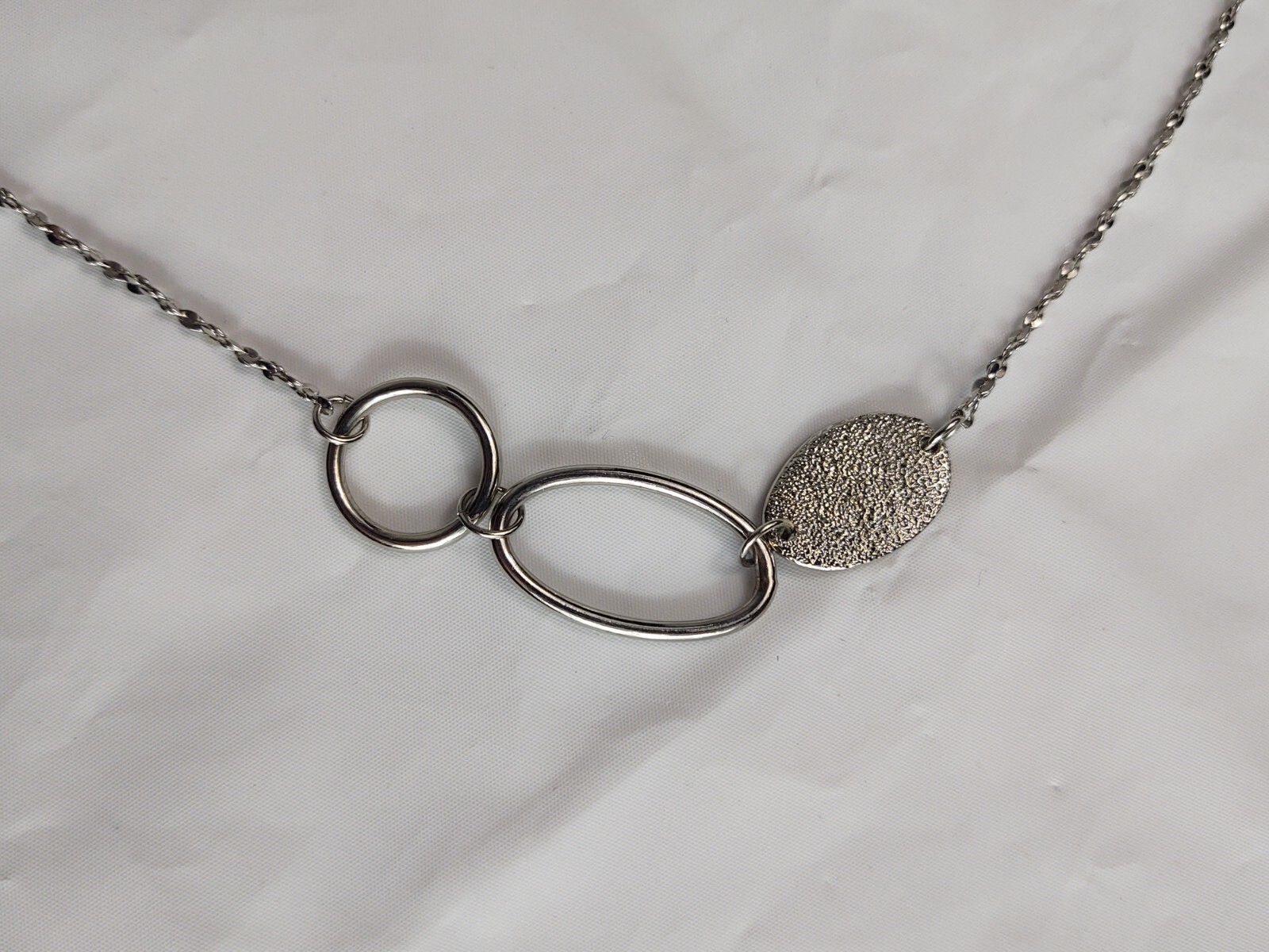 Vtg Gwen Necklace Long Silver Tone Glitter Unique Beads Crystals Costume Jewelry