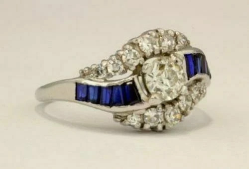 Vintage 1.24CT Round Lab Created Diamond Ring 14K White Gold Over Swirl Cocktail
