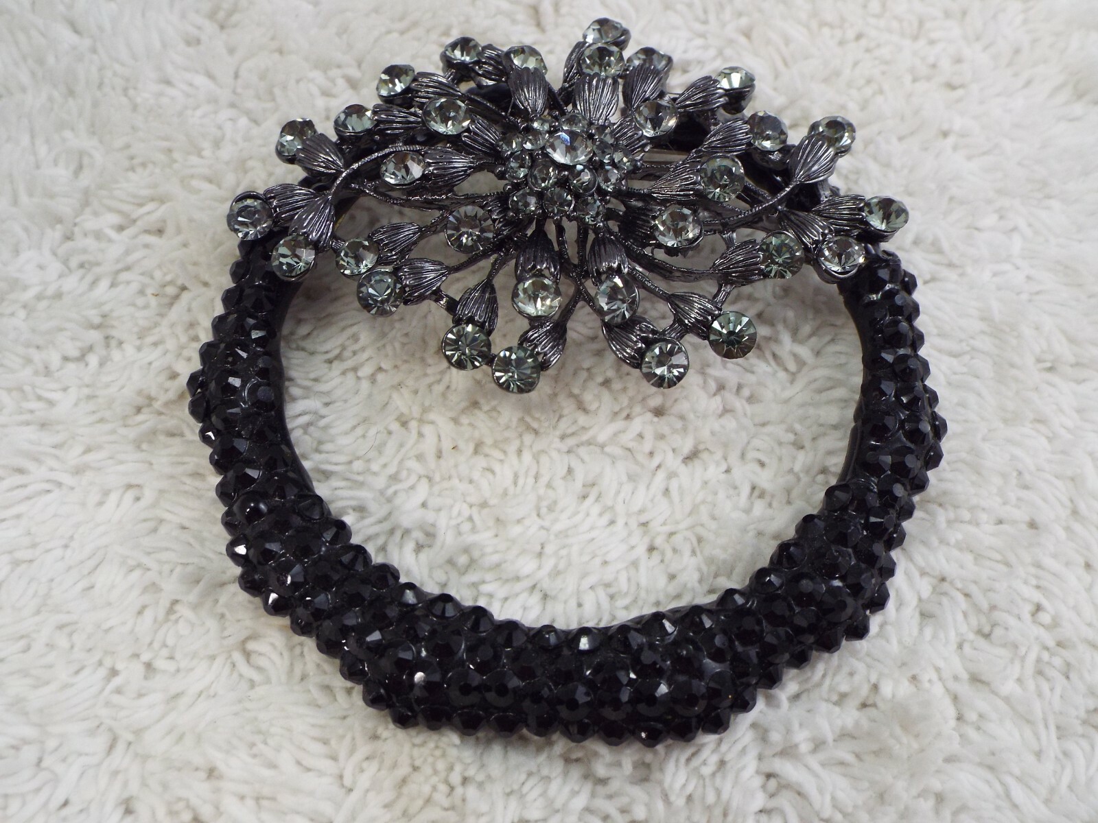 Handmade Black Gunmetal Smoke Rhinestone Pin OOAK (A53)