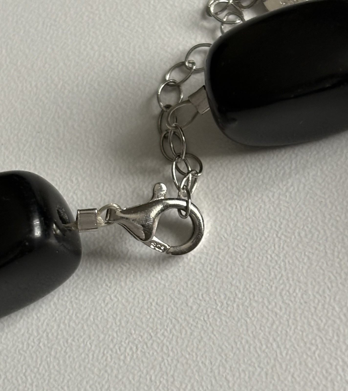 VTG Black & Clear Brown Chunky Glass Necklace Earrings Jewelry Set 925 ATI 106g