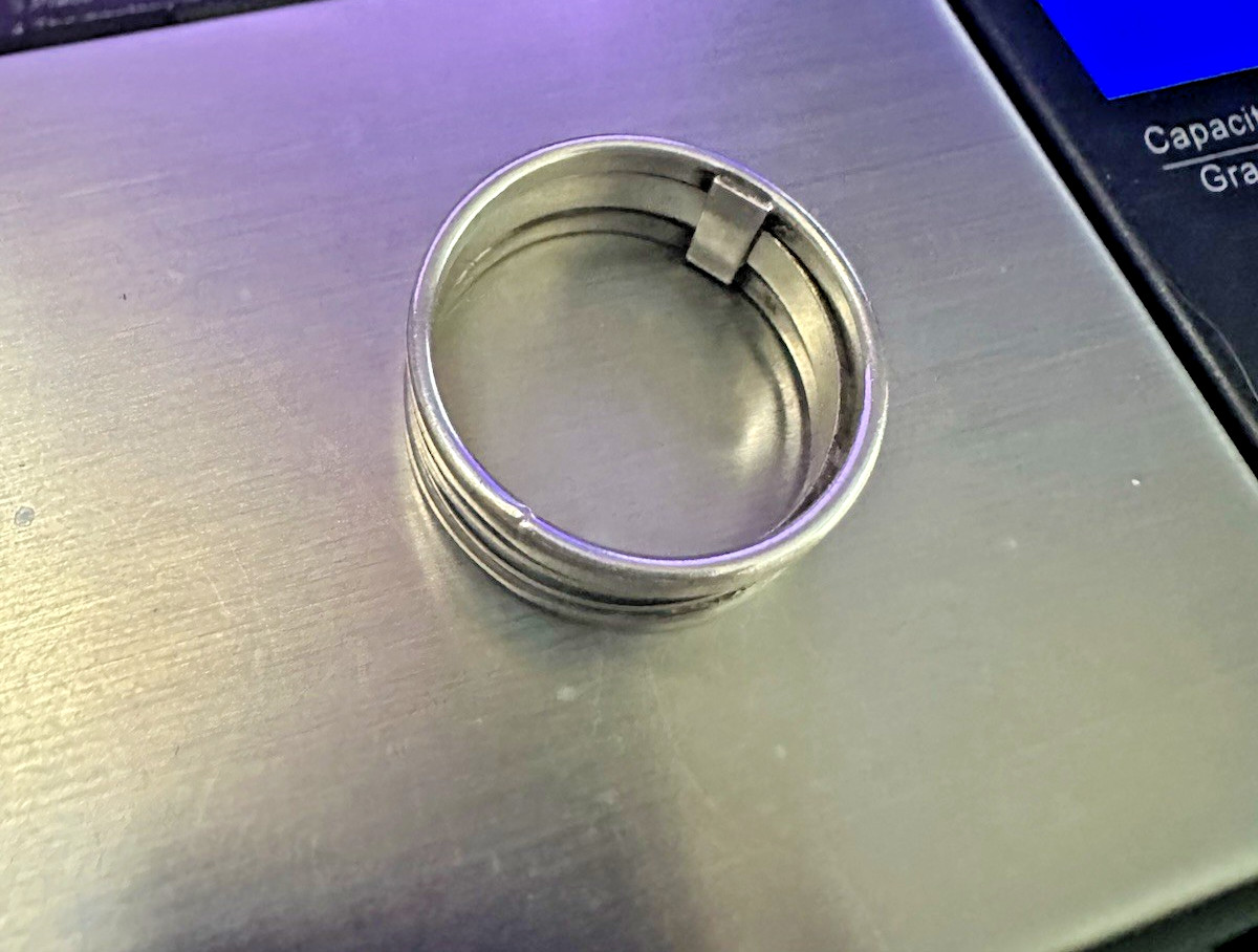 Sleek Modernist 3 Band Unisex Stack Ring 1 Cm wide Sterling Silver Size 11, 8 gr