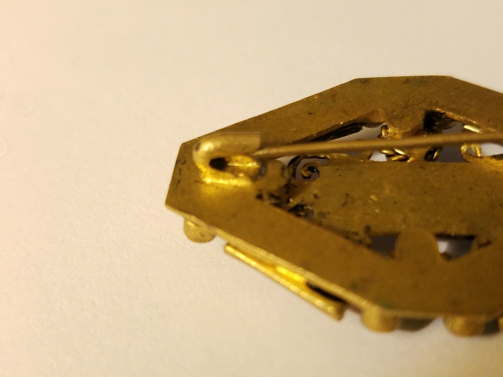 Antique Victorian or Edwardian Brooch with Safety Pin Clasp 1 5/8 x 1 Inches