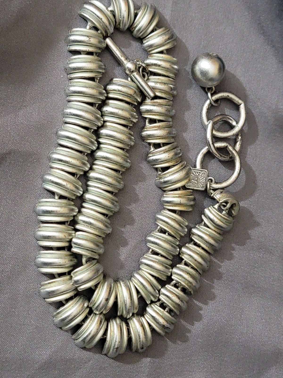 Vintage Anne Klein Silver Tone Statement Toggle Closure 18