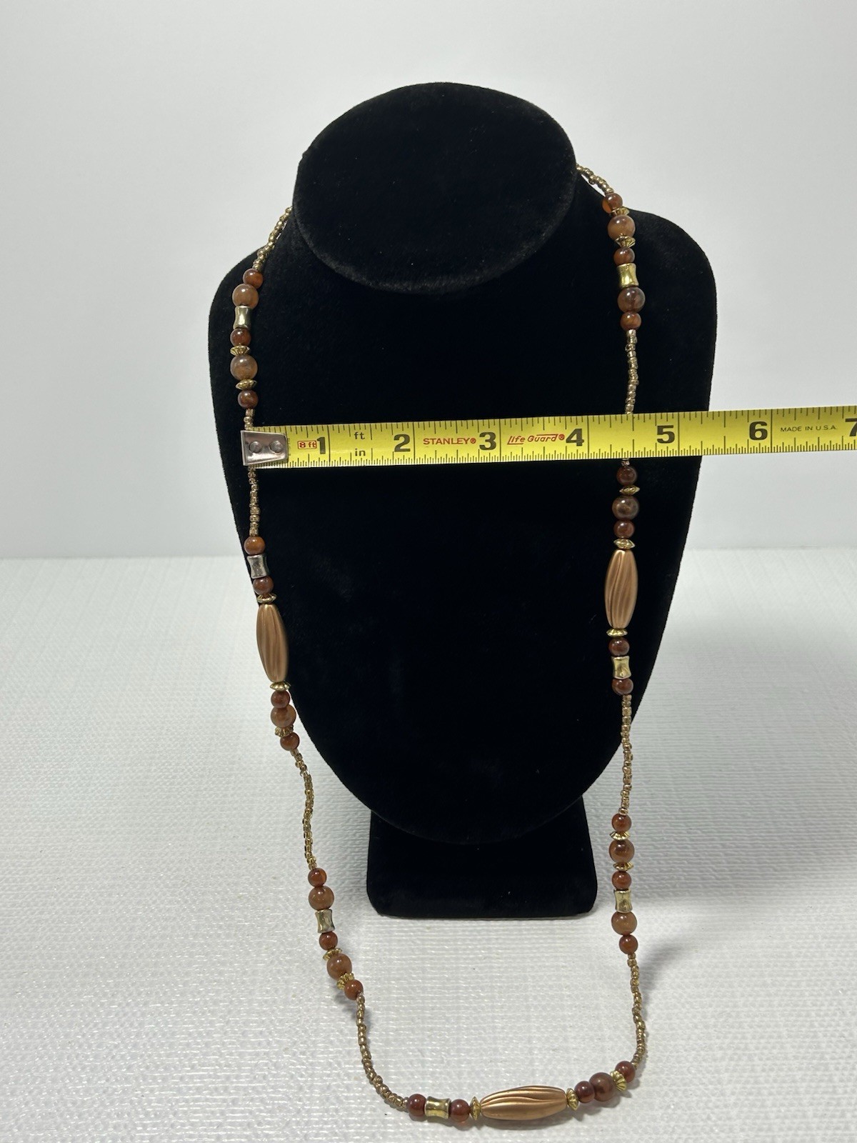 Vintage Brown & Copper Tone Beaded Granny Grandma Core Necklace