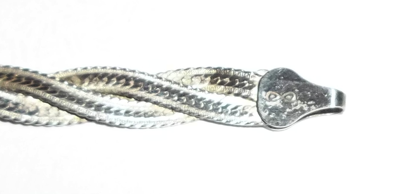 Vintage Double Twist Herringbone Sterling Silver Italy Necklace