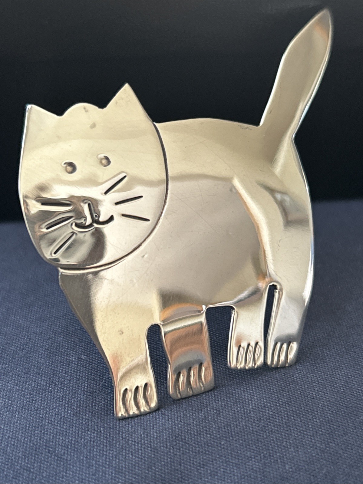 Vintage ATI Taxco Mexico 925 Sterling Silver Cat Brooch 2.13”/9.8g