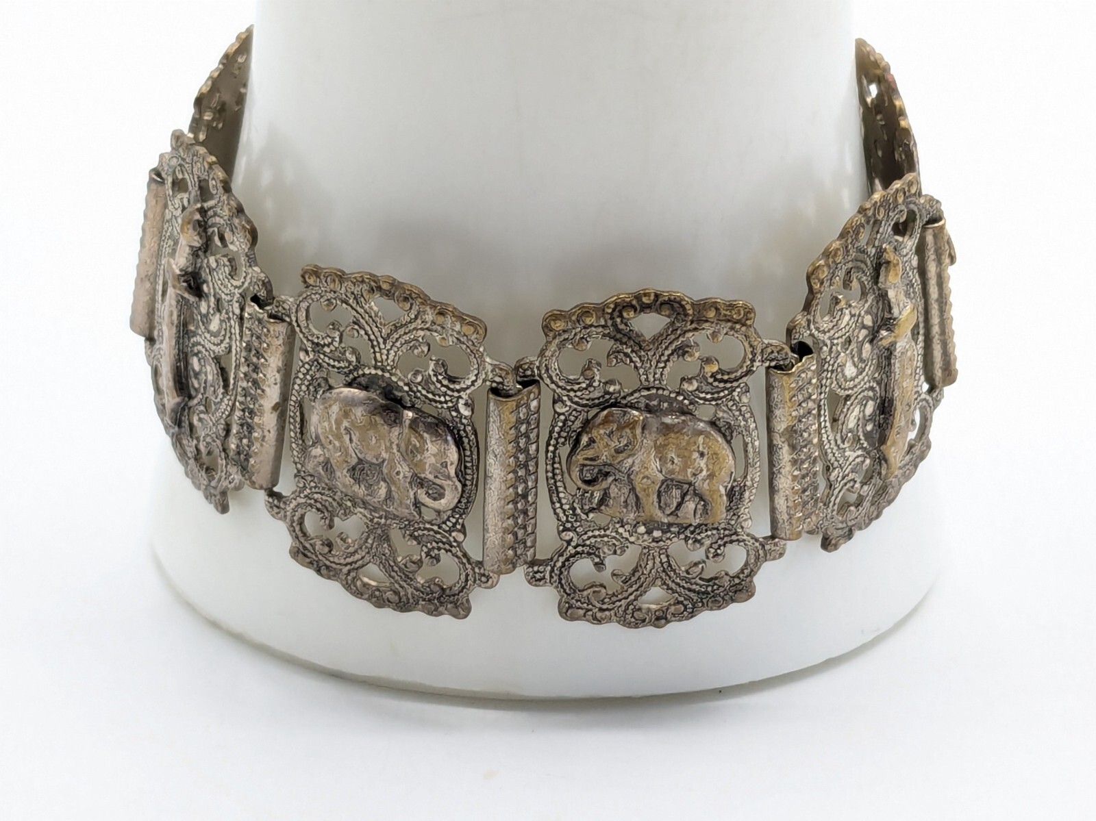 Vintage Souvenir De Maroc Brass Filigree Bracelet