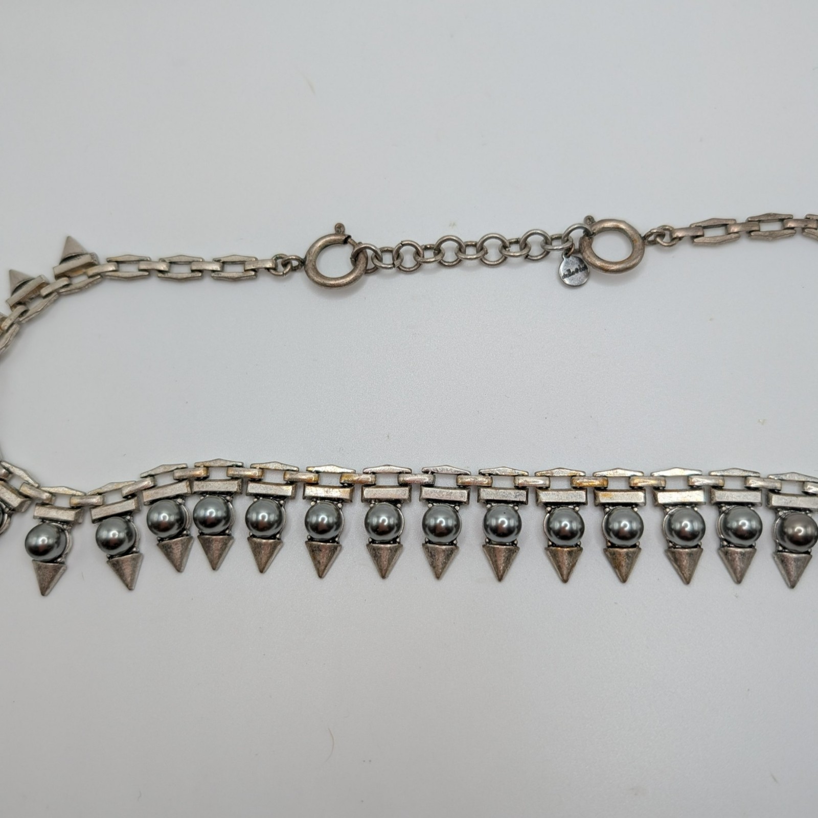 Stella & Dot Lynx 18″ Necklace & Earrings Silver-tone Spike Statement SET