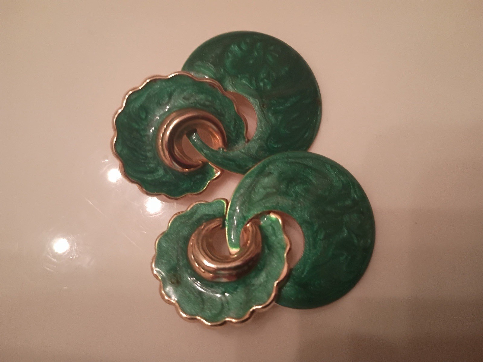 Vintage 1980’s Swirl Enamel Earrings Rare Authentic Style