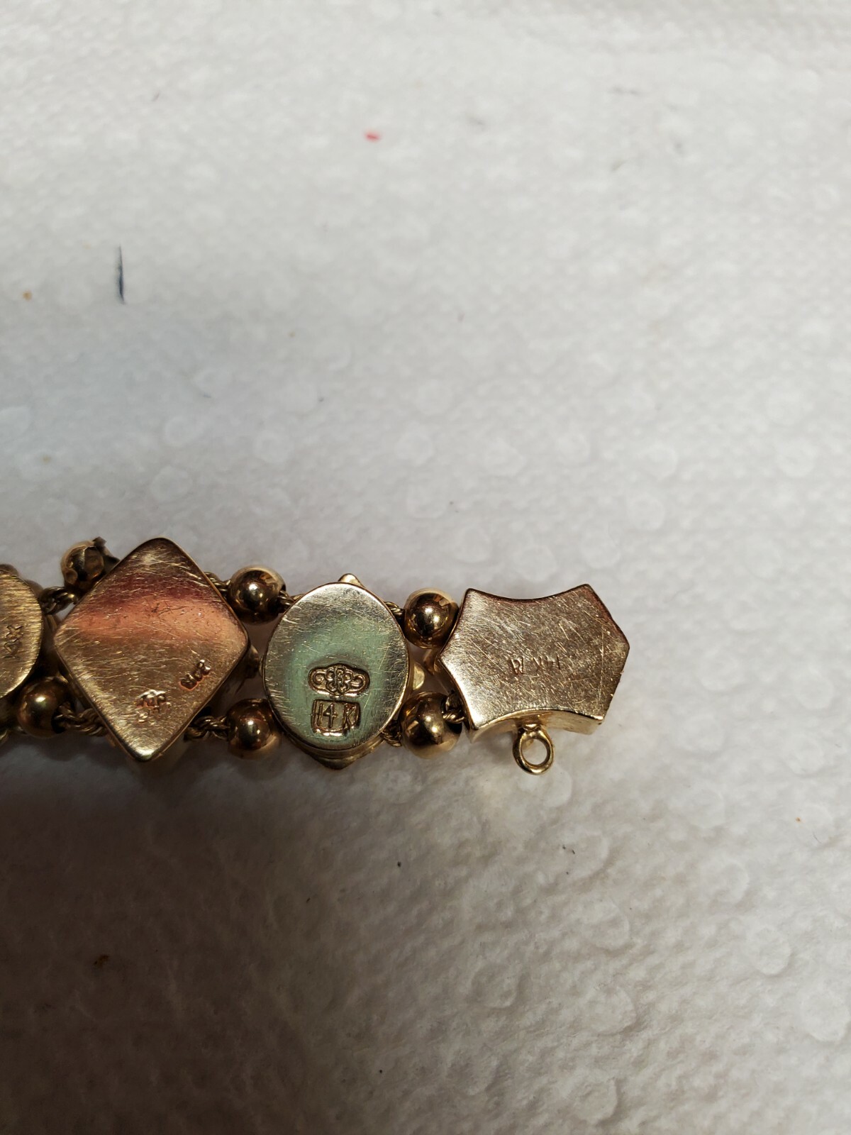 14K RICHARD KLEIN KLJCI GEMSTONE 13-SLIDE CHARM BRACELET 43.1G
