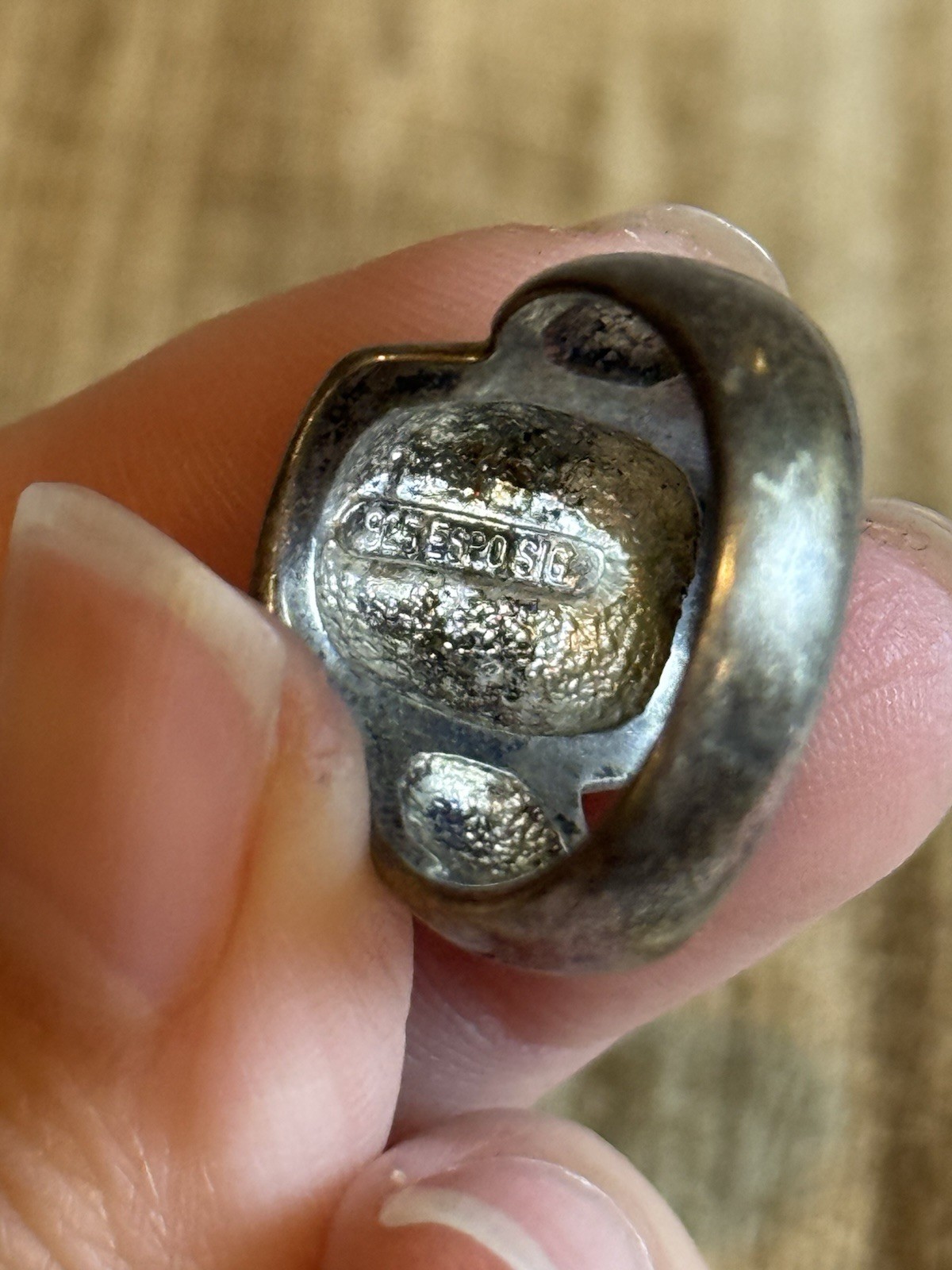 Vintage ESPO Signed 925 Sterling Silver Modernist Ring Size 8 Brutalist