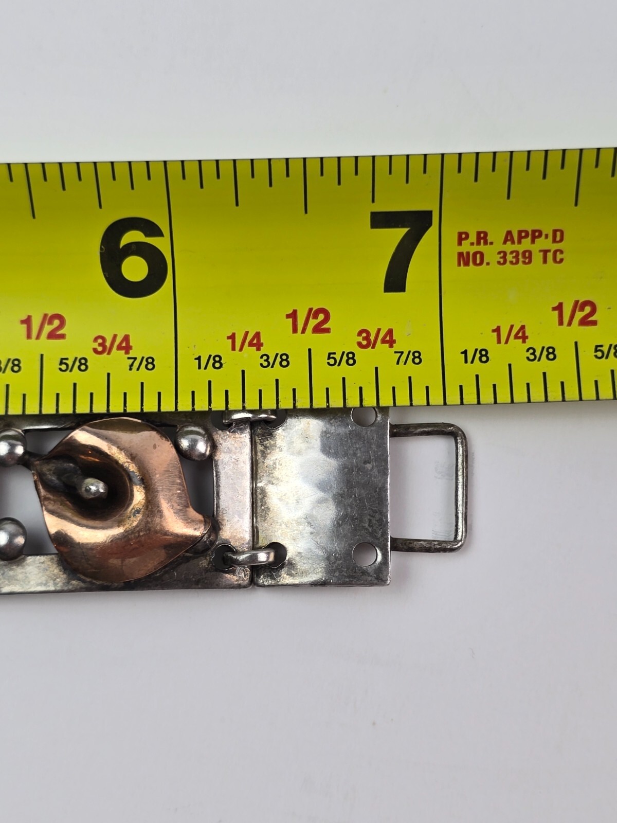 Vintage Sterling Silver & Gold Filled Flower Bud Square Link Bracelet 6.75″