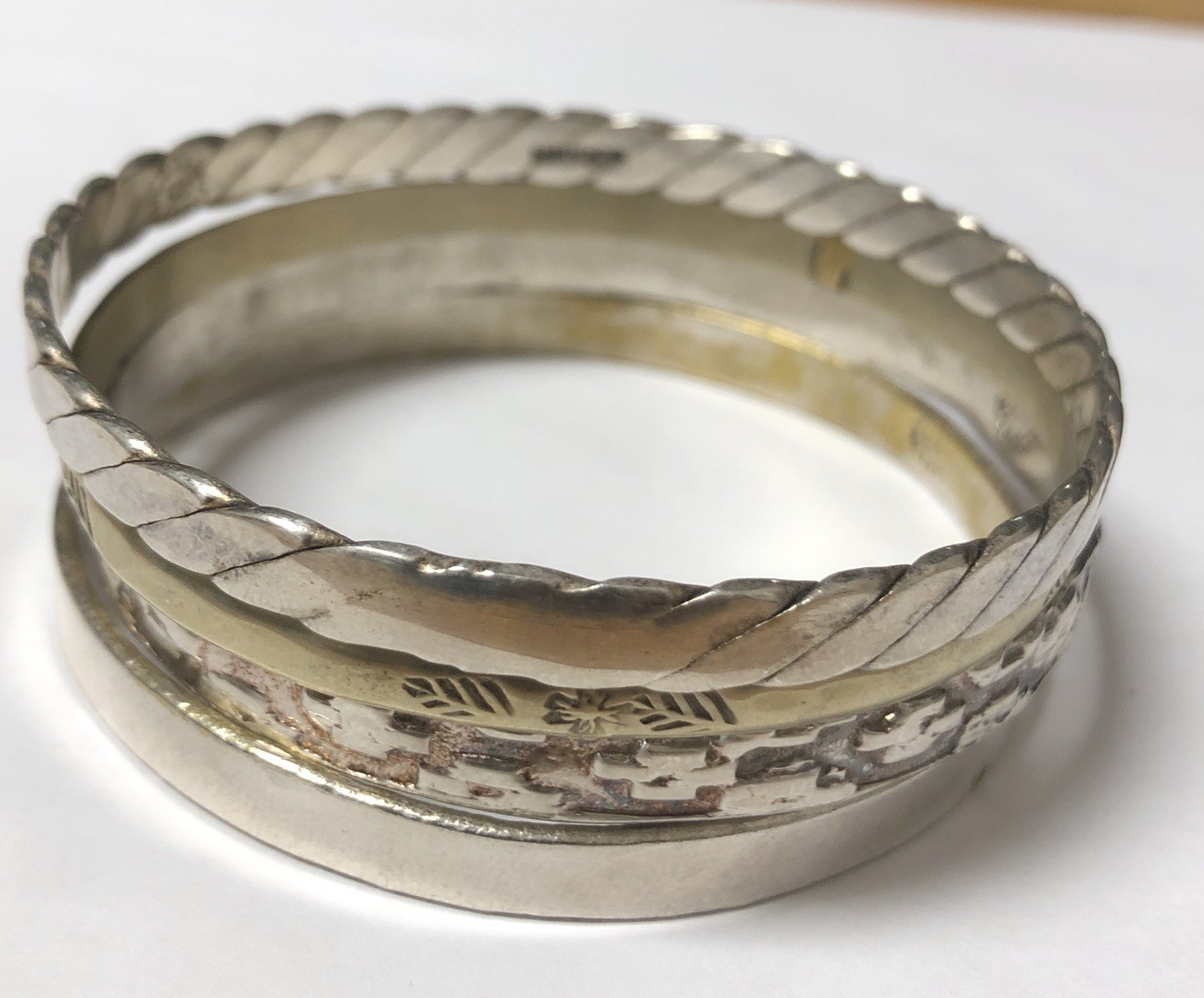 4 Vintage Nice Heavy Taxco Old Mexico Sterling Silver Bangle Bracelets 64 grams