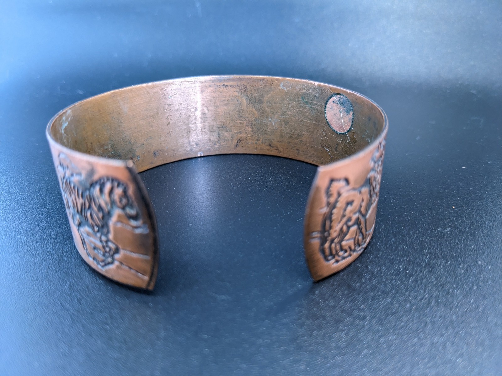 Vintage Safari Animals Engraved Copper Cuff Bracelet