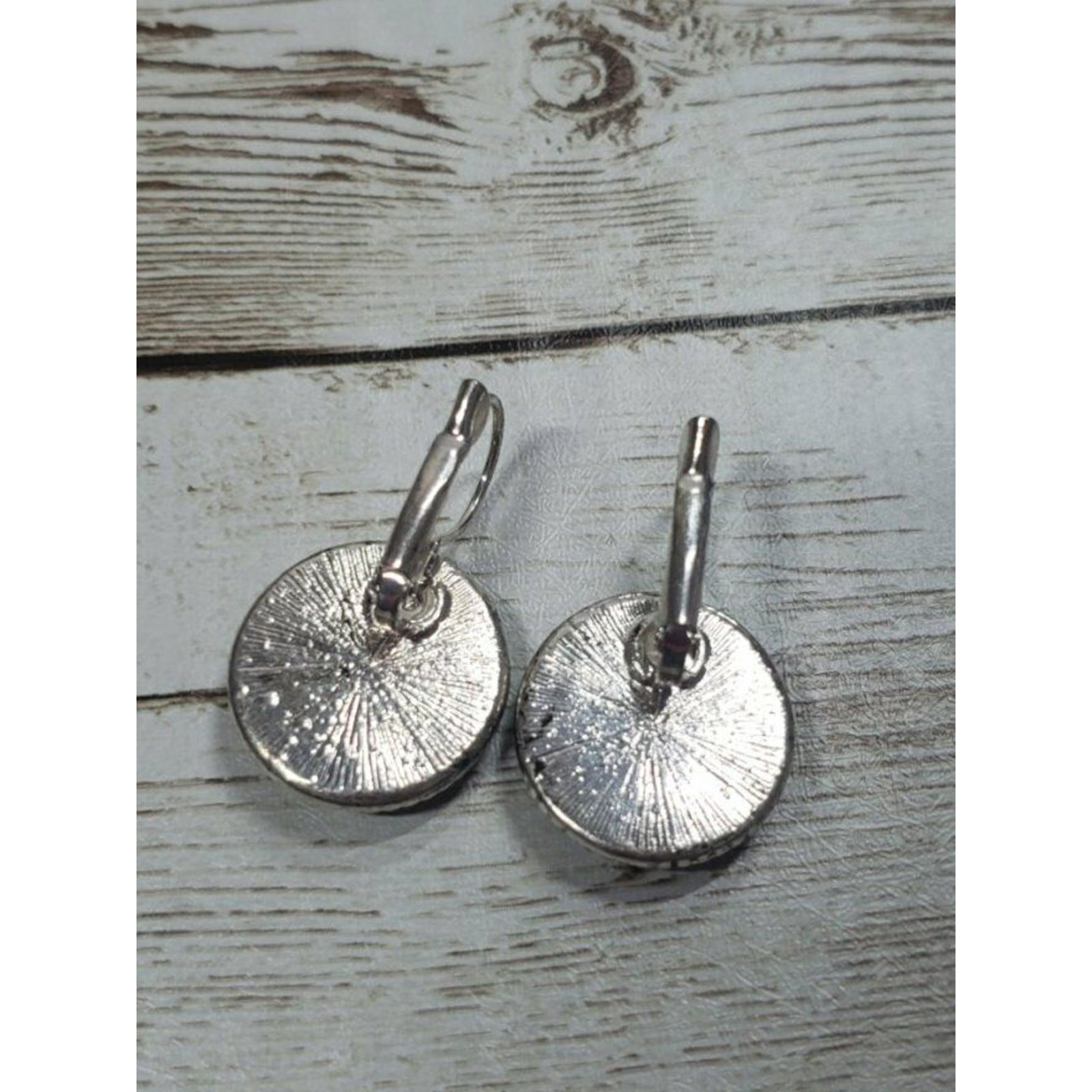 Vintage Clip On Earrings – Circle Black with Silver Tone Halo 3/4″