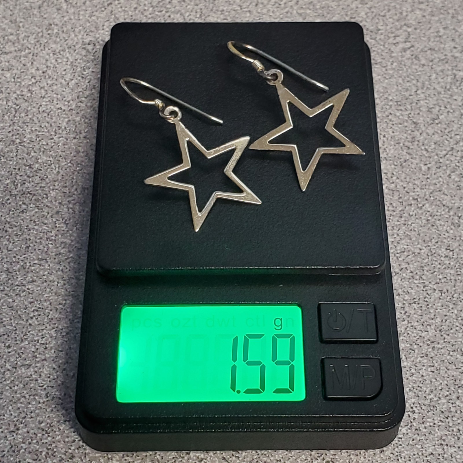 VTG 925 Star Dangle Earrings 1.5in Drop Sterling Silver 1.59g Celestial Estate