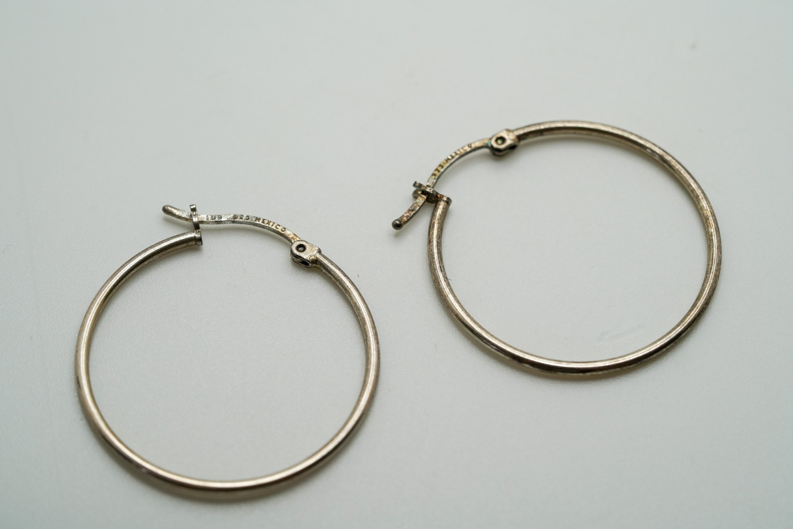 Vintage Classic Sterling Silver Hoop Earrings 3.2cm JB45