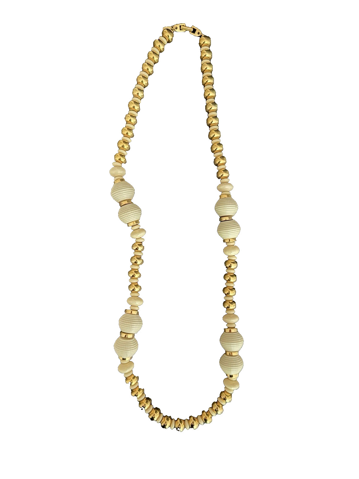 Vintage Napier Gold Ivory Beads Necklace 28″