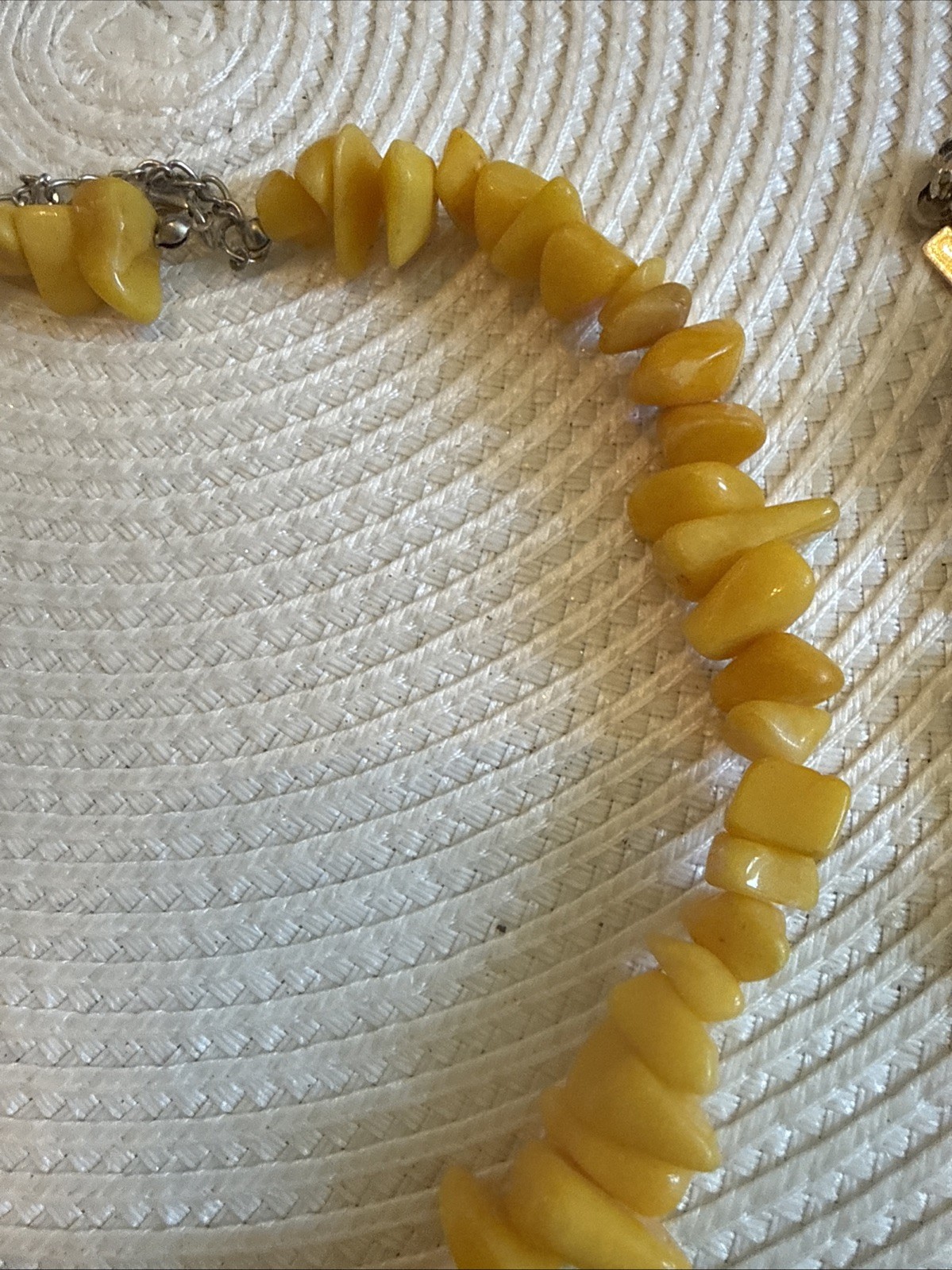 Vintage Raw Amber Butterscotch Necklace 16 Inch Silver Clasp Beautiful Stones