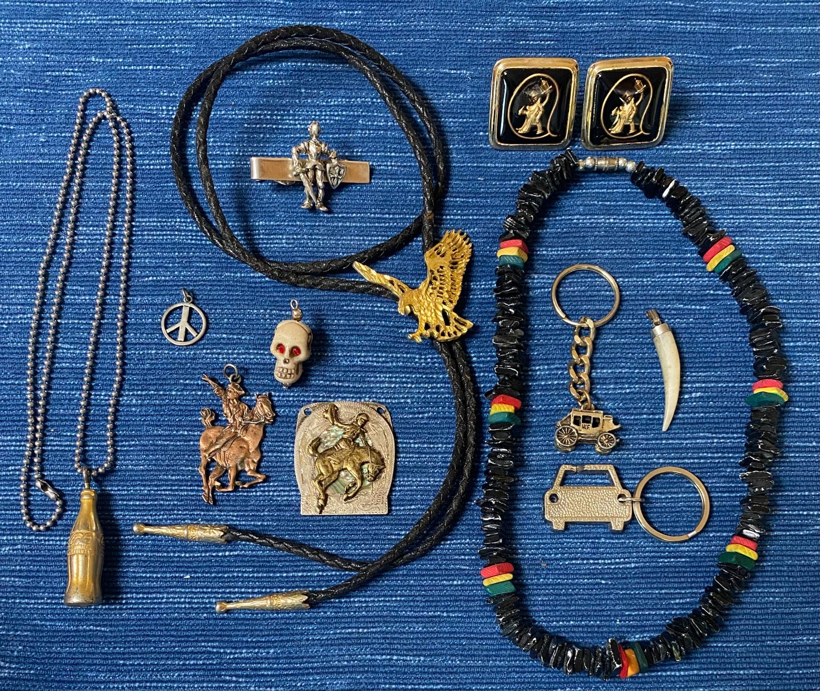 Vintage Mixed Jewelry Man Lot Gift Eagle Coca Cola Western Car Horse 6B
