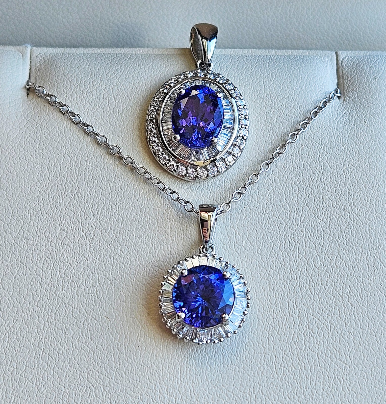 Rhapsody AAAA OVAL Tanzanite E-F VS Baguettes Diamonds 3.45ctw Platinum Pendant