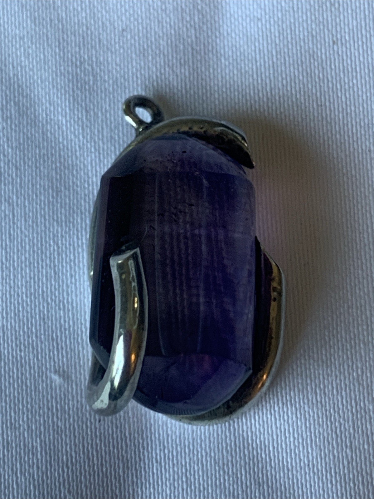 Vintage One Of A Kind Handcrafted Large Amethyst Stone Pendant-Metal Unknown