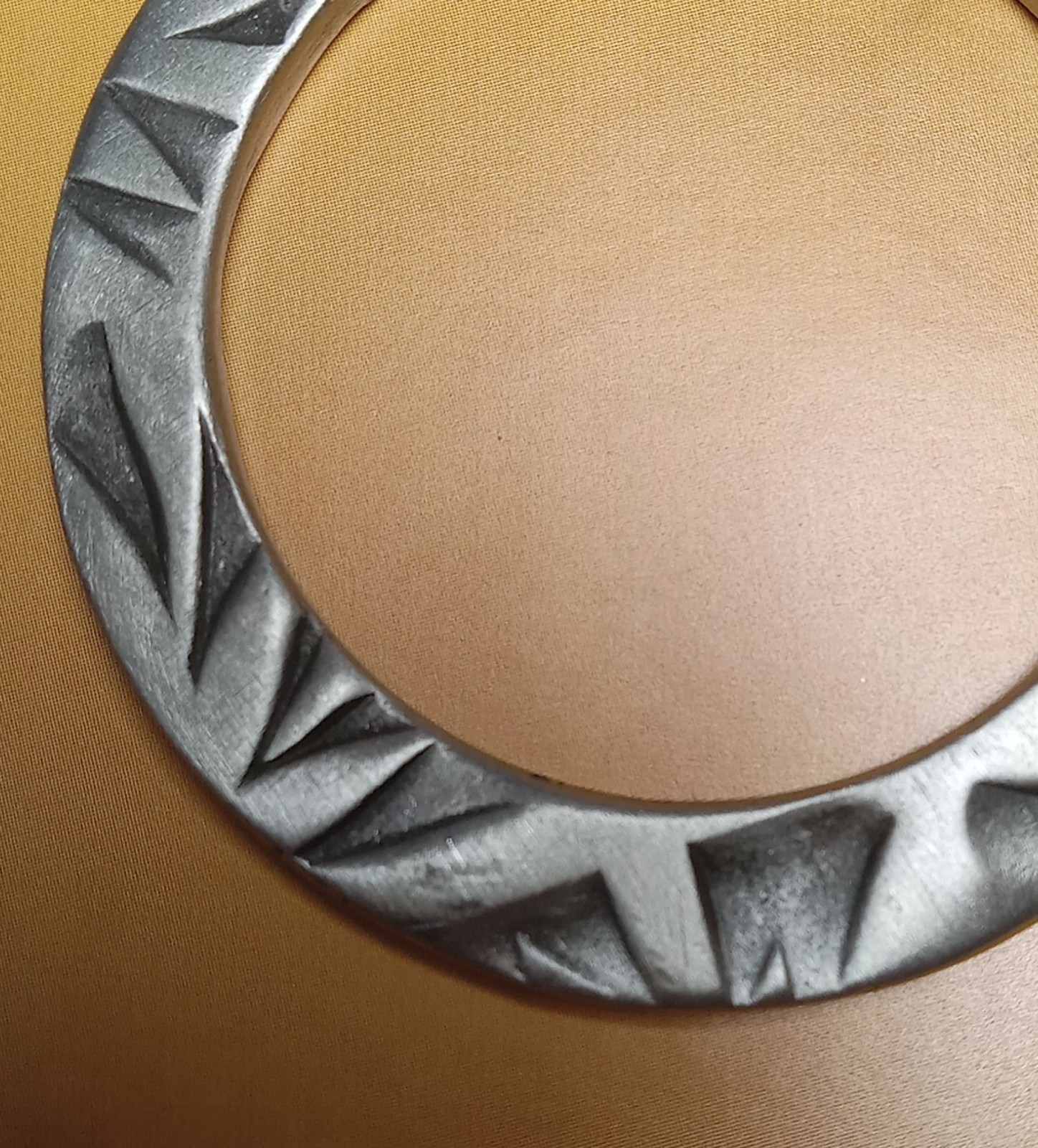 Annie Adams Pewter Bag Ring Shawl Ring Textured Round Lead‐free RARE NOS