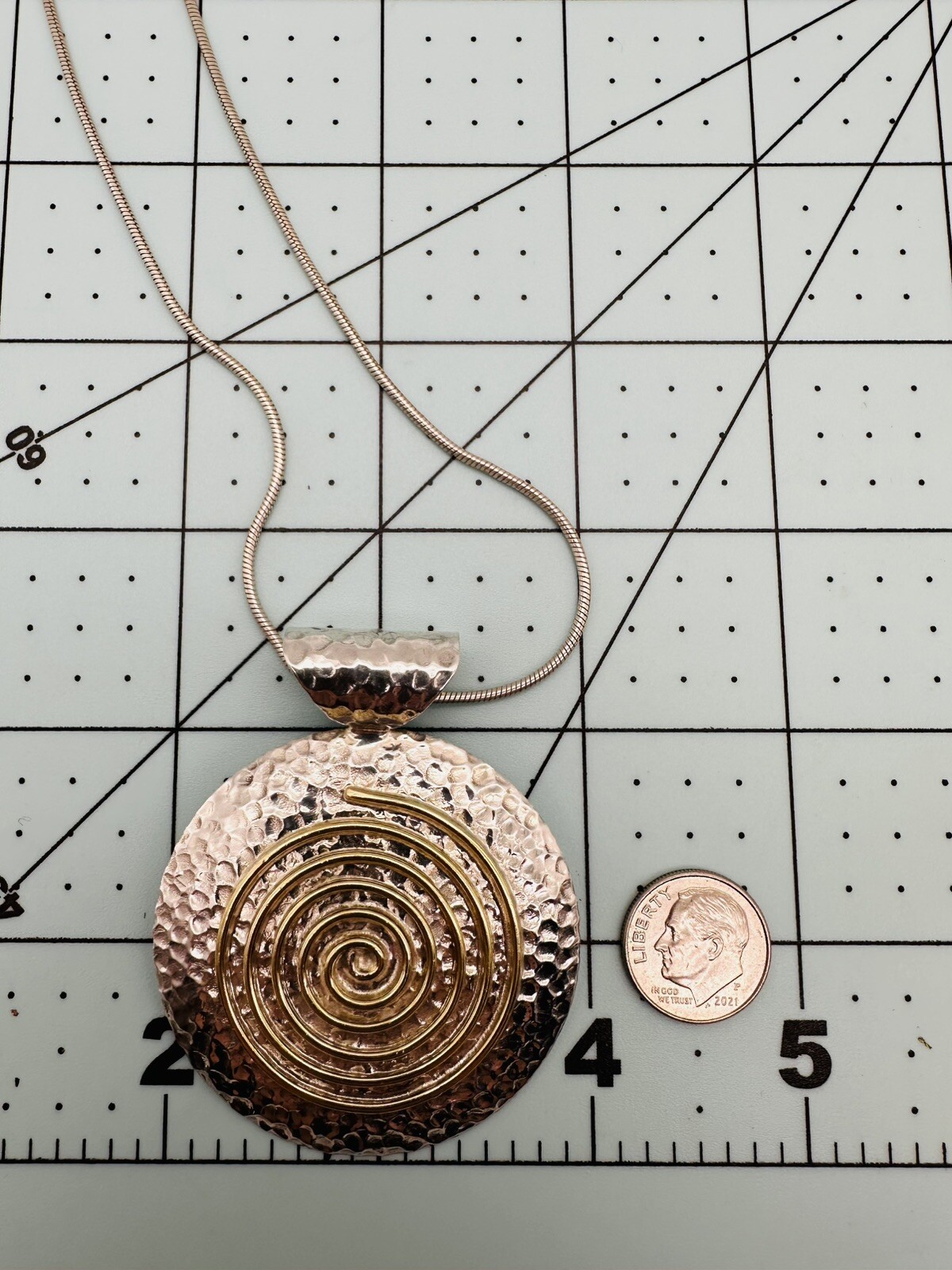 DOMINIQUE DINOUART Sterling Silver 2-Tone Mexico Spiral Pendant & 925 Necklace