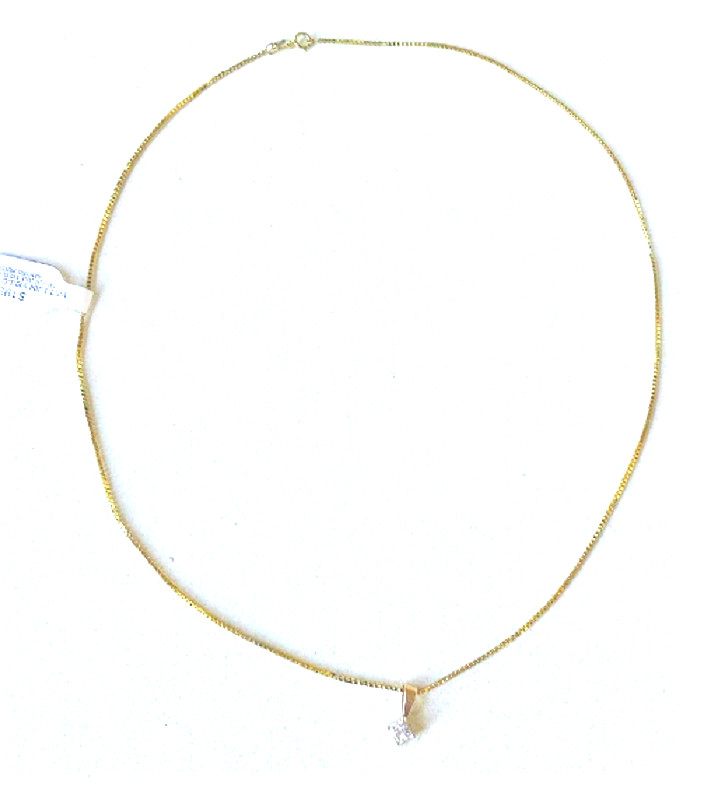 Vintage 10K Yellow Gold 1.2 Ct Square Cut 4-Diamond Pendant Necklace Lot 18″ NWT