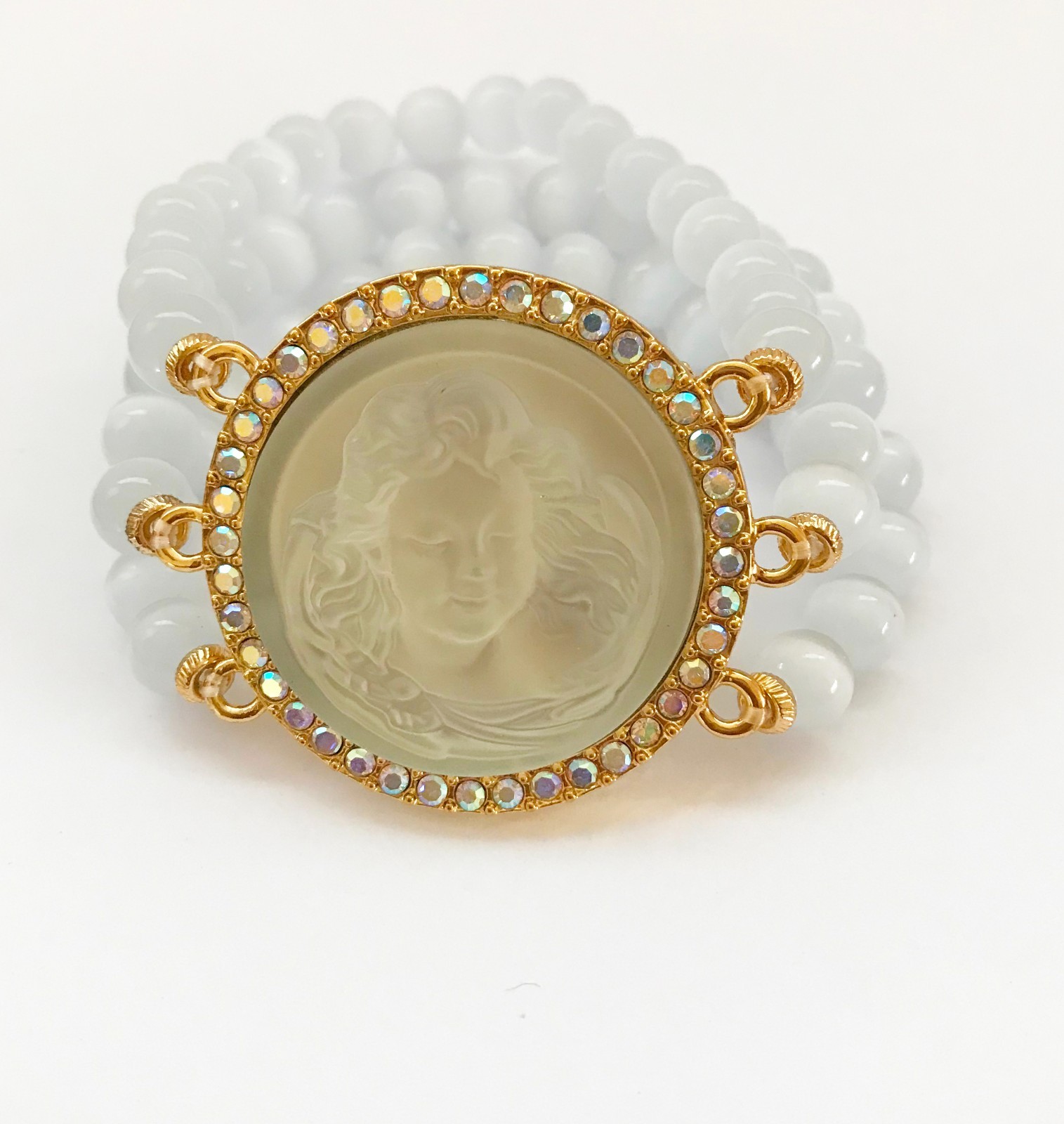 Kirks Folly Cameo Dream Angel Cat’s Eye Stone Stretch Beaded Bracelet