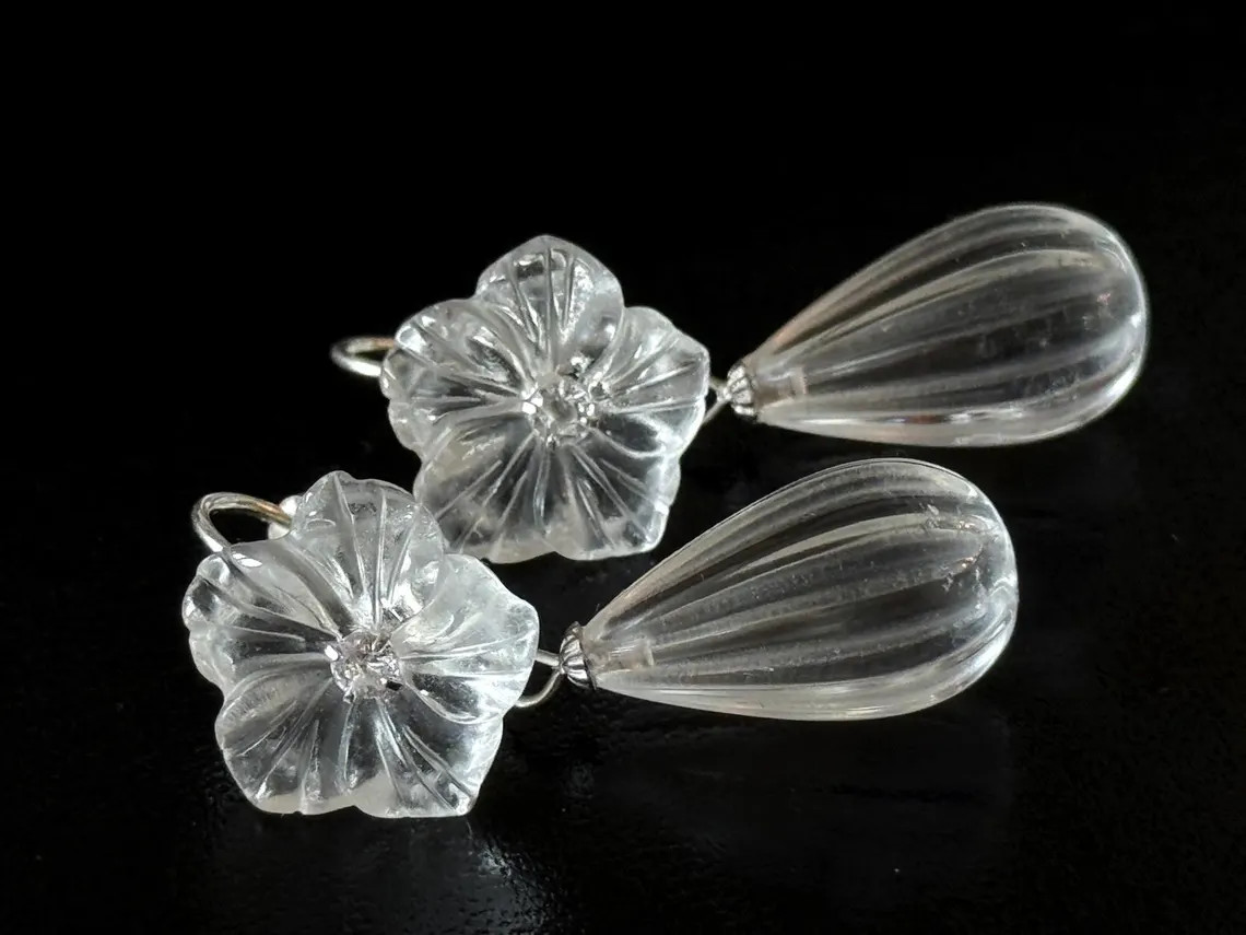 Rock crystal earrings 925 sterling silver artisan earrings