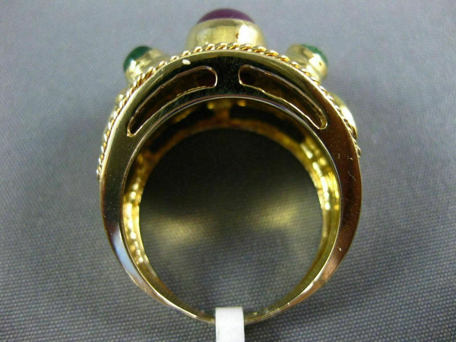 ESTATE WIDE 1.70CT AAA RUBY & EMERALD 14KT YELLOW GOLD 3D FILIGREE RING #25122