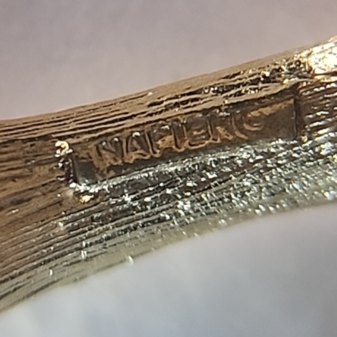 Vintage Napier Bamboo Bangle Bracelet Gold Tone Metal 7.75″