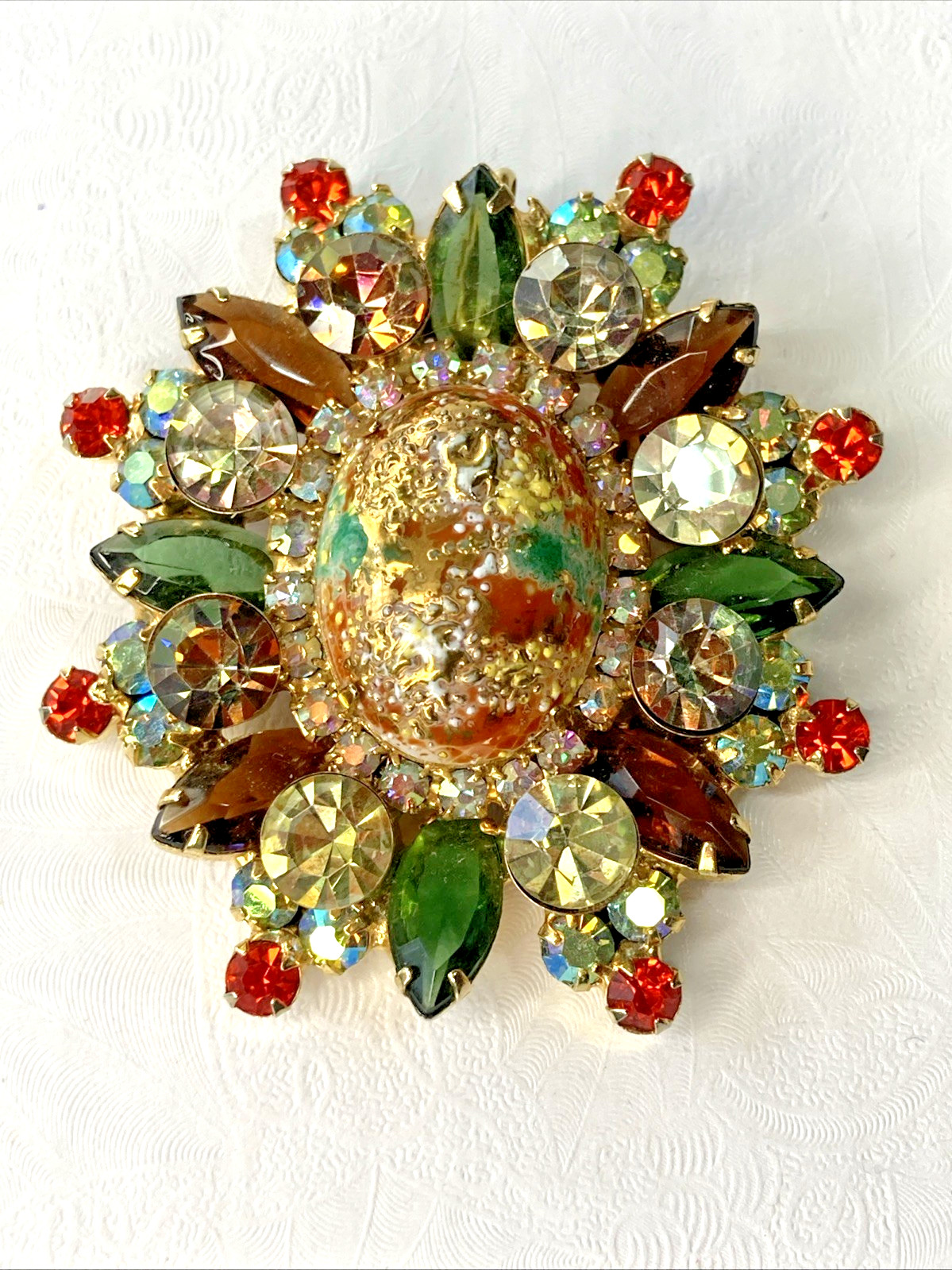 Delizza & Elster Juliana Speckled Easter Egg Cabochons Brooch And Earrings Set