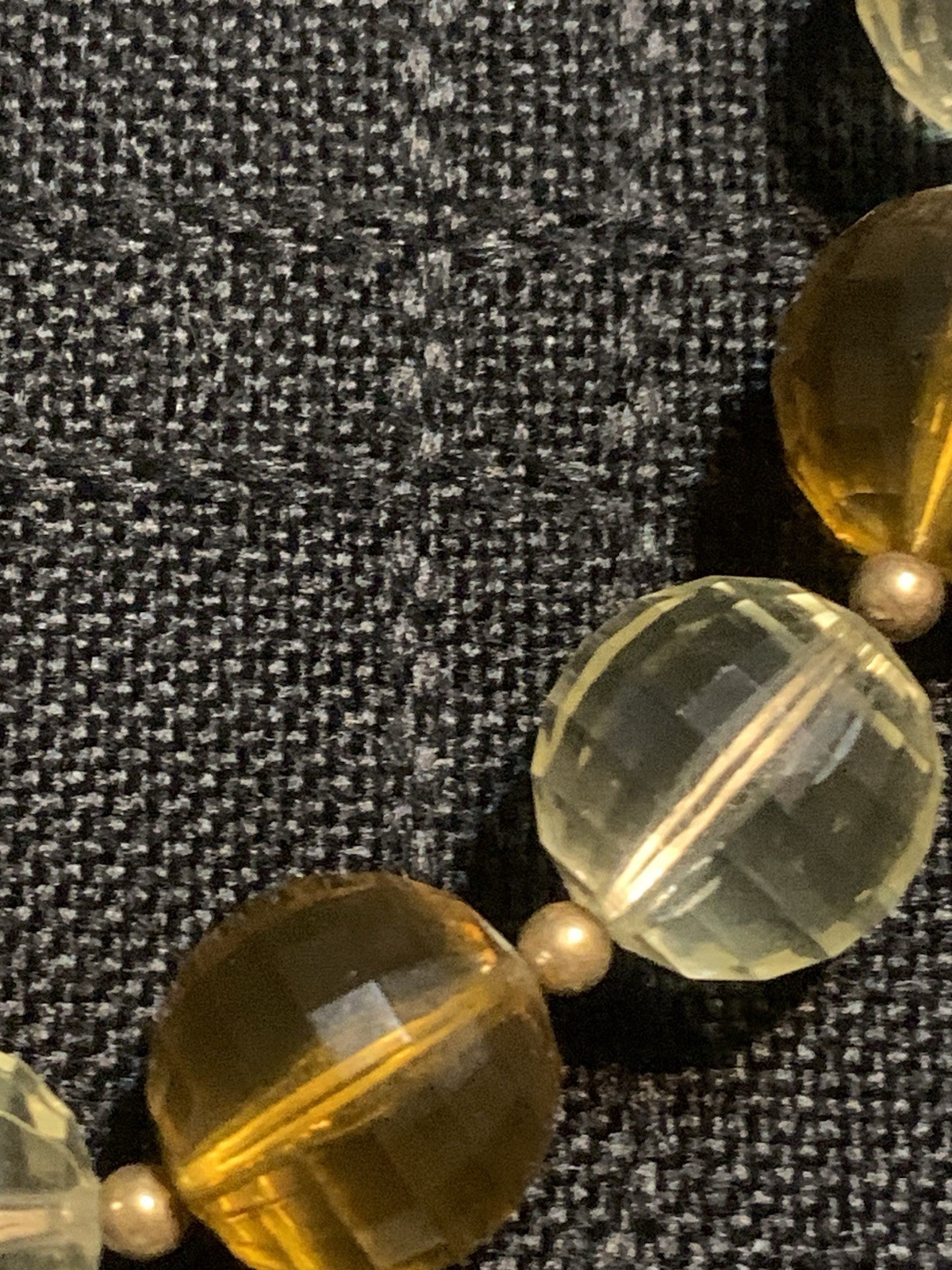 Vintage Faceted Glass Beads Necklace Choker 16 Inches Unusual Closure Gold Tone