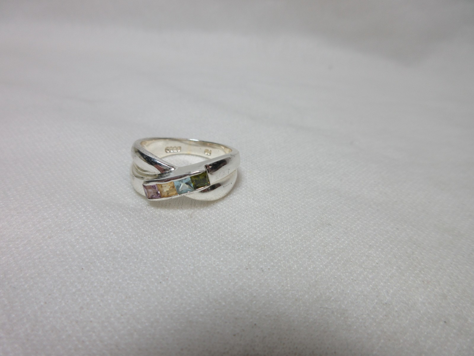 VINTAGE CW STERLING SILVER MULTI GEMSTONE RING #14
