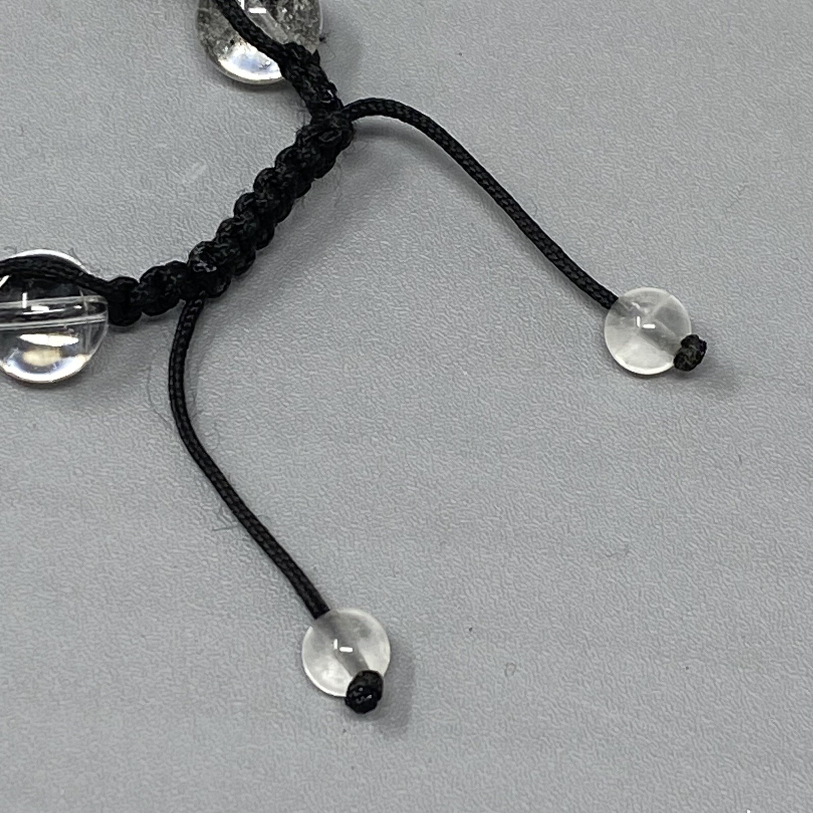 Glass Bead Bracelet Clear Druk Speckled AB Rhinestone Tension Cord Adjustable