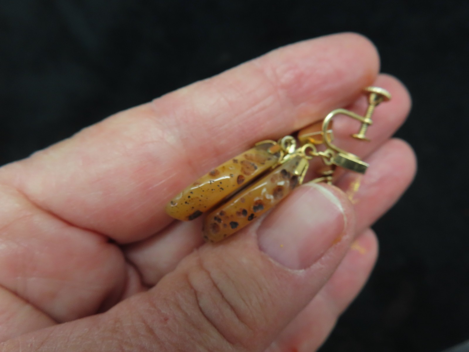 Vintage 1960’s GEODE Crystal Dangle Screw Back Earrings